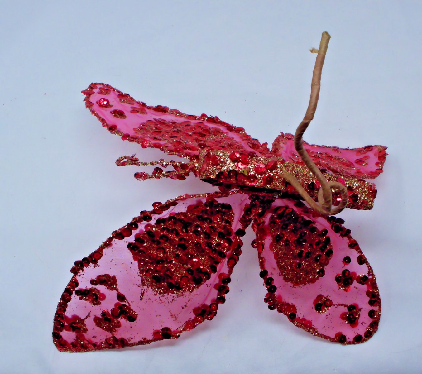 Decorative Pink Butterfly Shaped Floral Pick Decor Adjustable Wings 11″ Long
