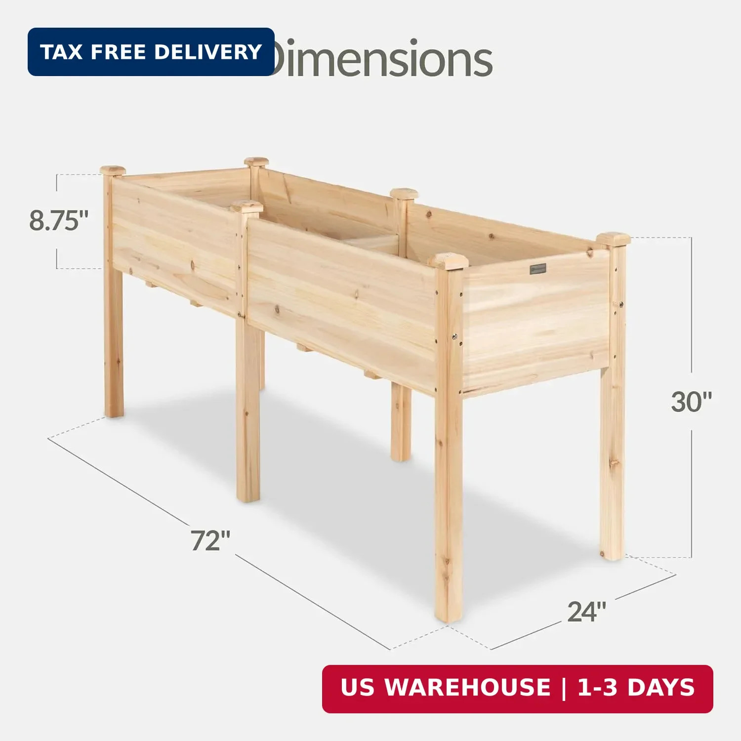 Best Choice Products 72x24x30in Raised Garden Bed, Elevated Wood Planter Box Sta