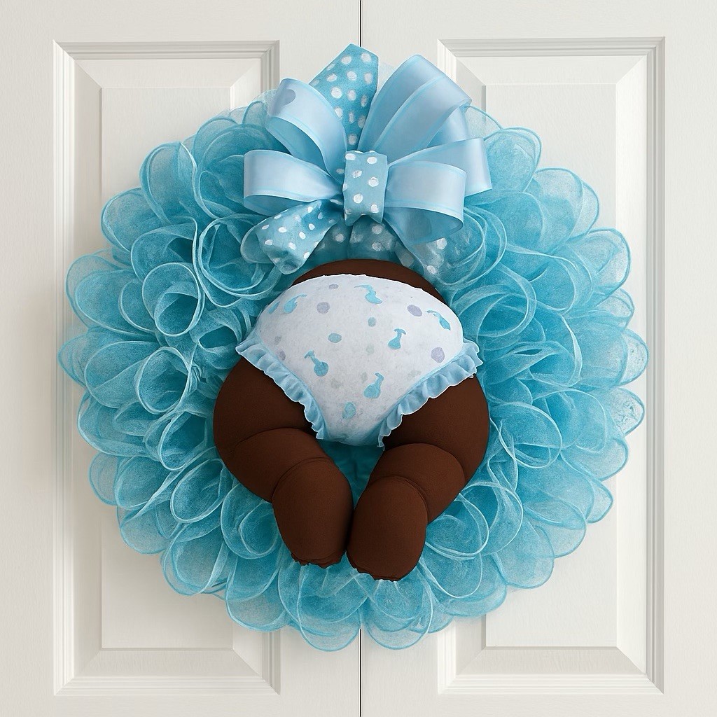 BABY BOY WREATH, BABY SHOWER, HOSPITAL DOOR, BABY NURSERY, FRONT DOOR BABY