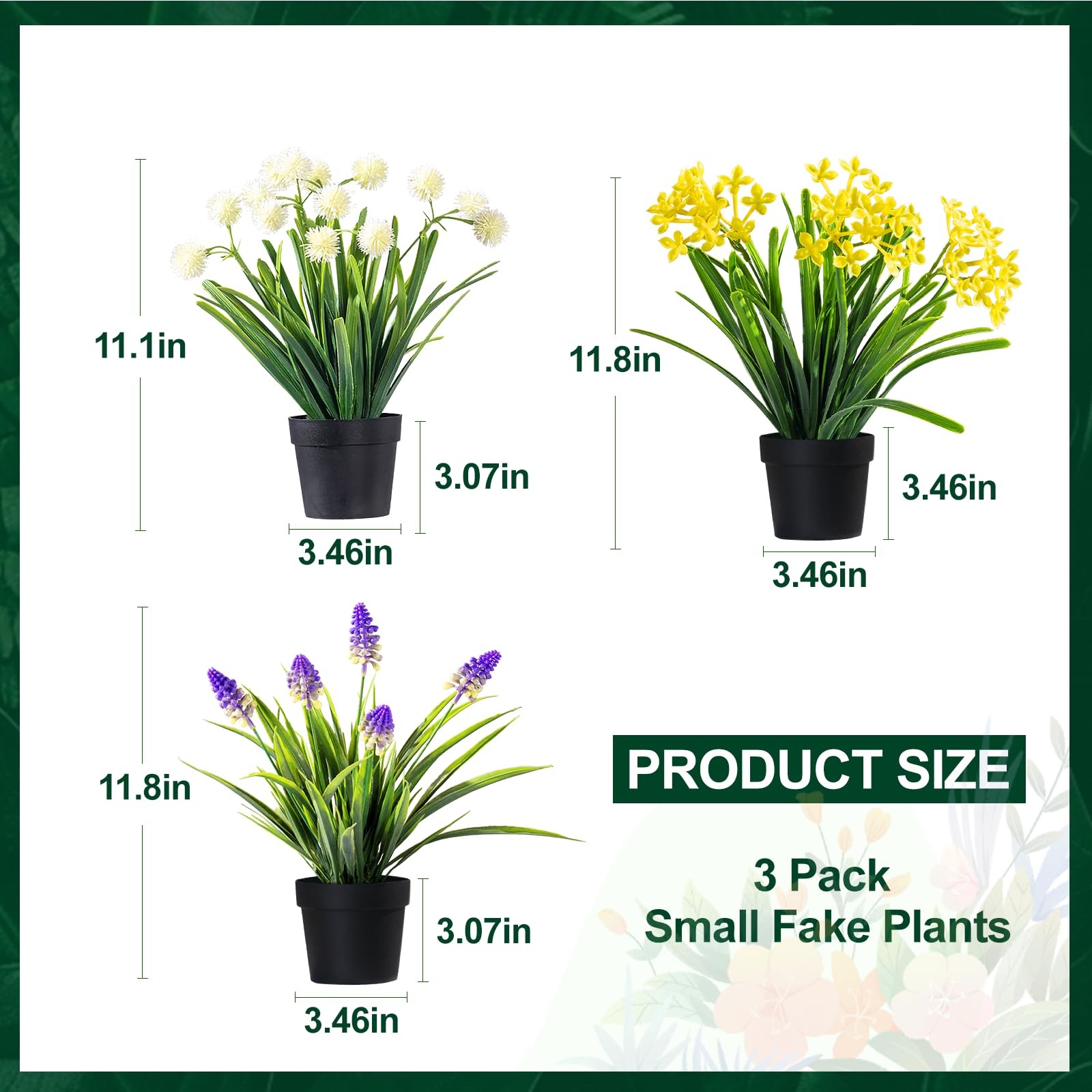 3 Pack Fake Small Plant Artificial Potted Flowers for Home Decor Fake Flower …