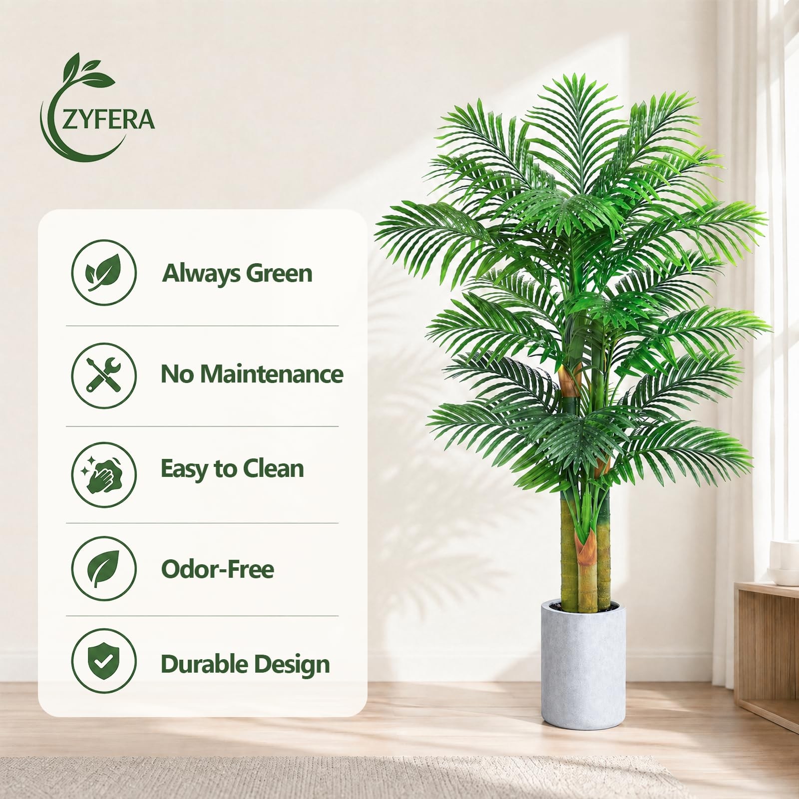 5FT Artificial Golden Cane Palm Tree, UV Resistant Faux Palm Plant with Reali…