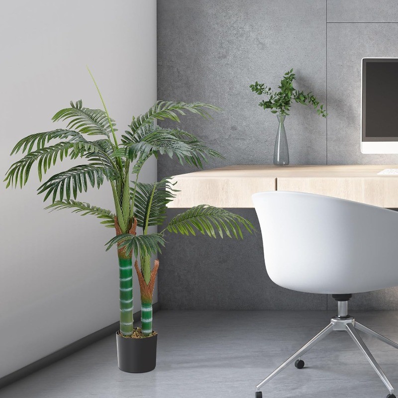 4FT Artificial Palm Tree w/Adjustable Leaves, Decoration Plants for Home Office