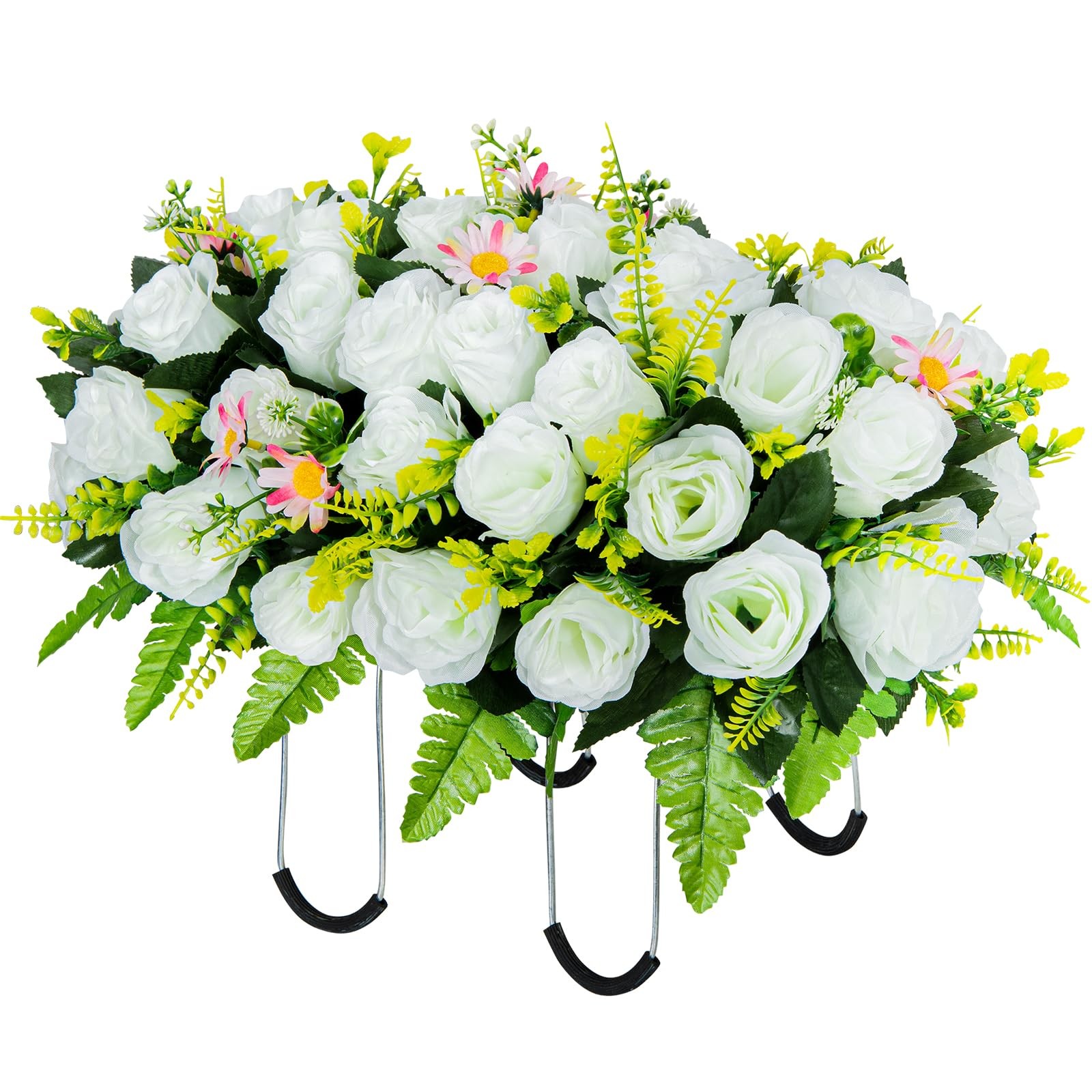 Artificial Headstone Flower Saddle, Cemetery Flowers for Grave, Cemetery Sadd…