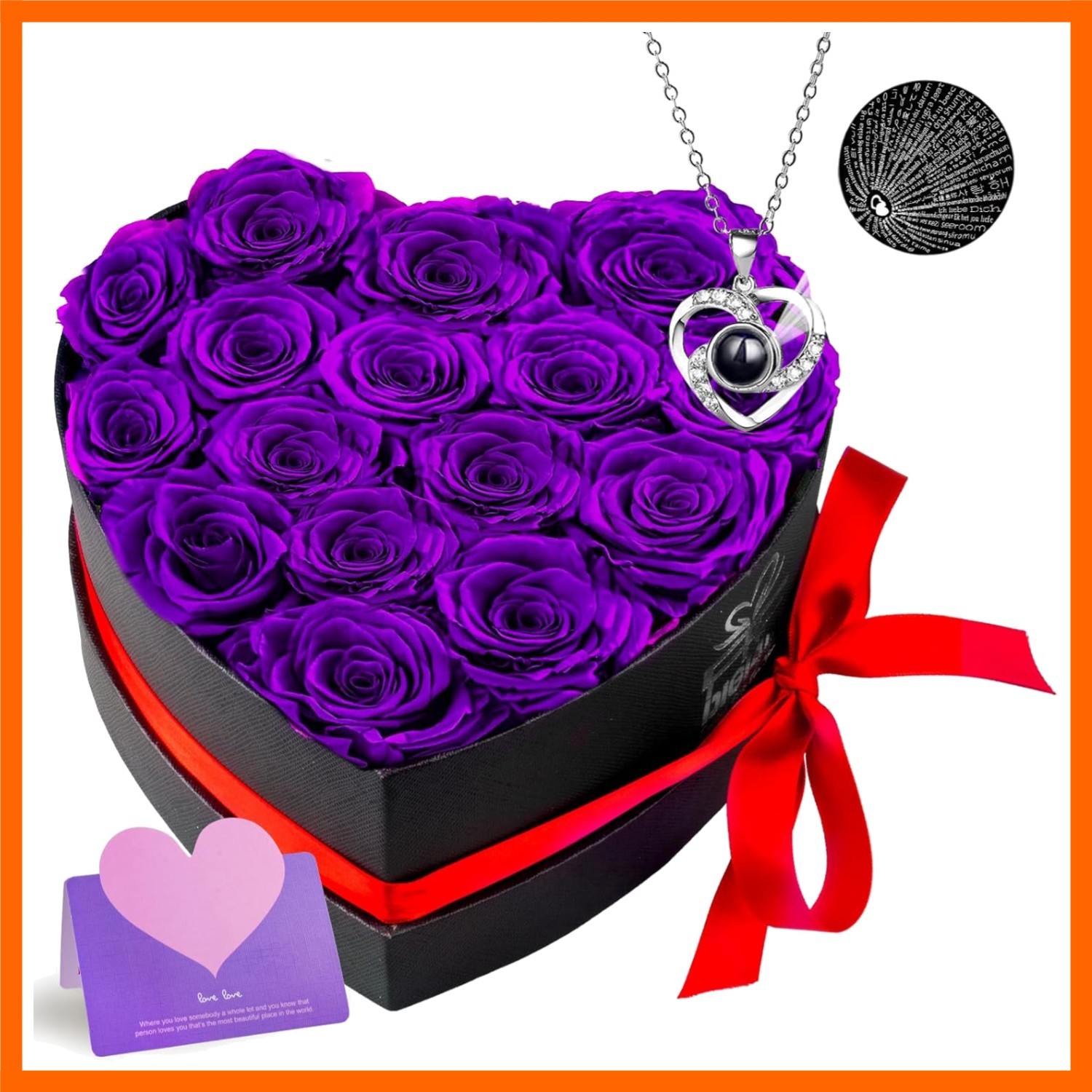 Extra Large 16 Flower Heart Shape Box Gifts with Necklace for Her Women Girlf…
