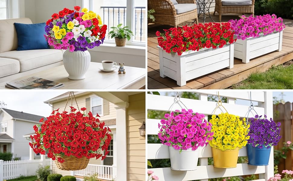 20 Pcs Artificial Morning Glory Flowers for Outdoors, Multicolor | Realistic