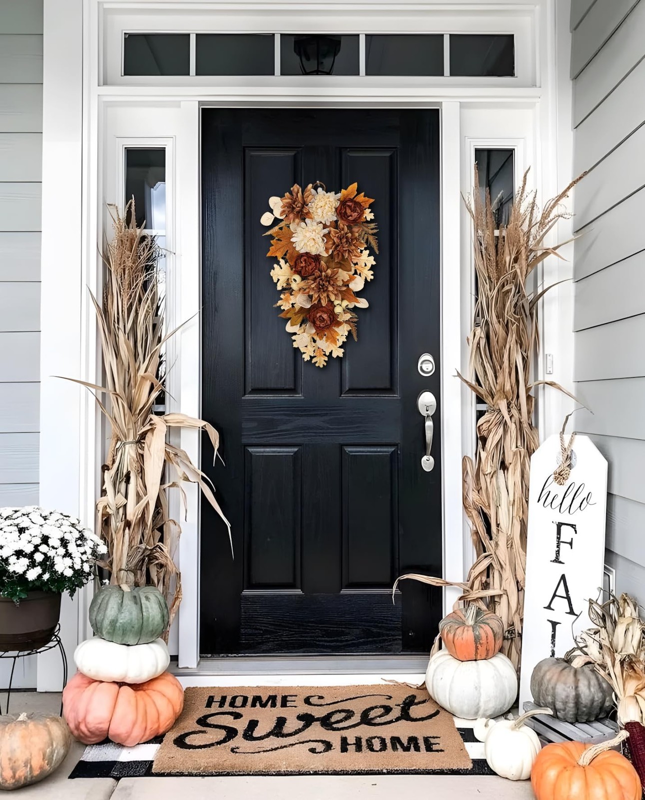 23.6 Inch Fall swags for Front Door Outside Autumn sway with Dahlia, Chrysant…