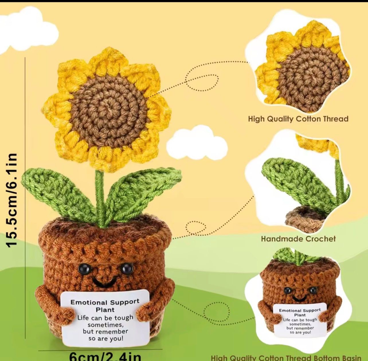 Brighten someone’s day with this adorable handmade crochet sunflower 🌻 A cute a