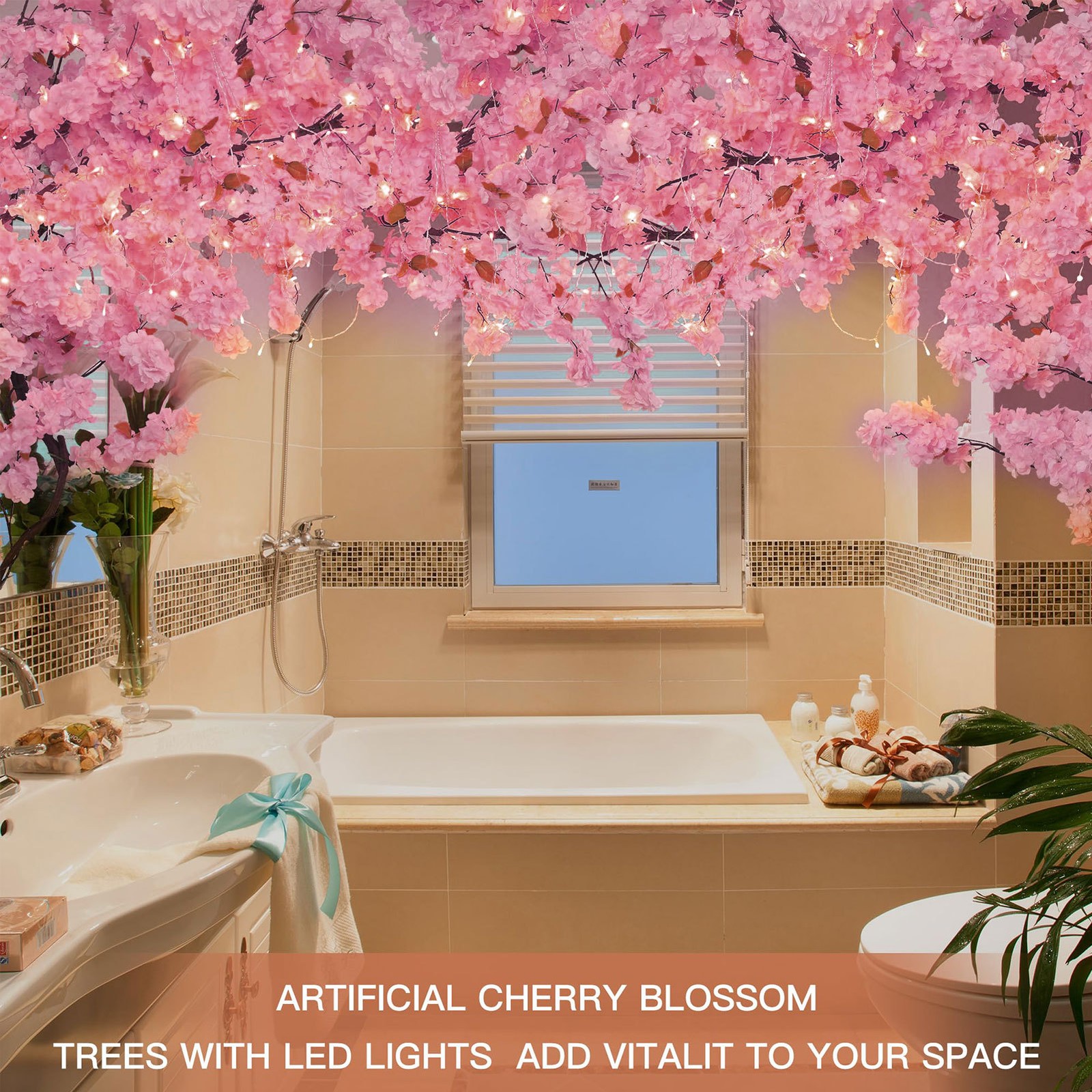 Artificial Cherry Blossom Tree Sakura Tree Decor Cherry Blossom Vines US STOCK