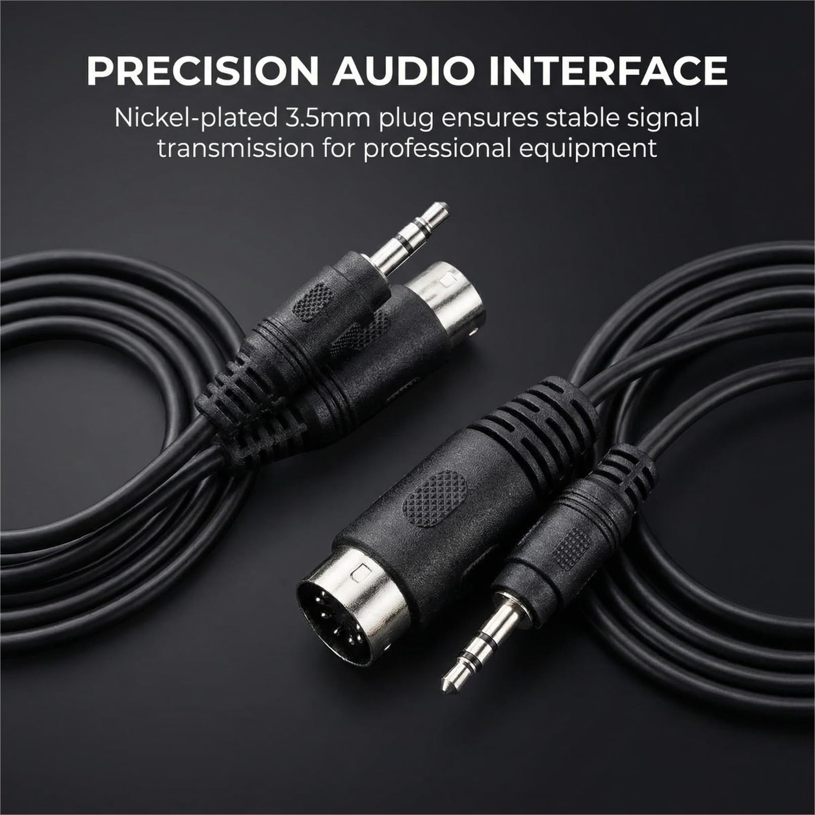 2PCS Type-A 5-Pin MIDI Female to 3.5mm Male TRS Adapter 14 inches