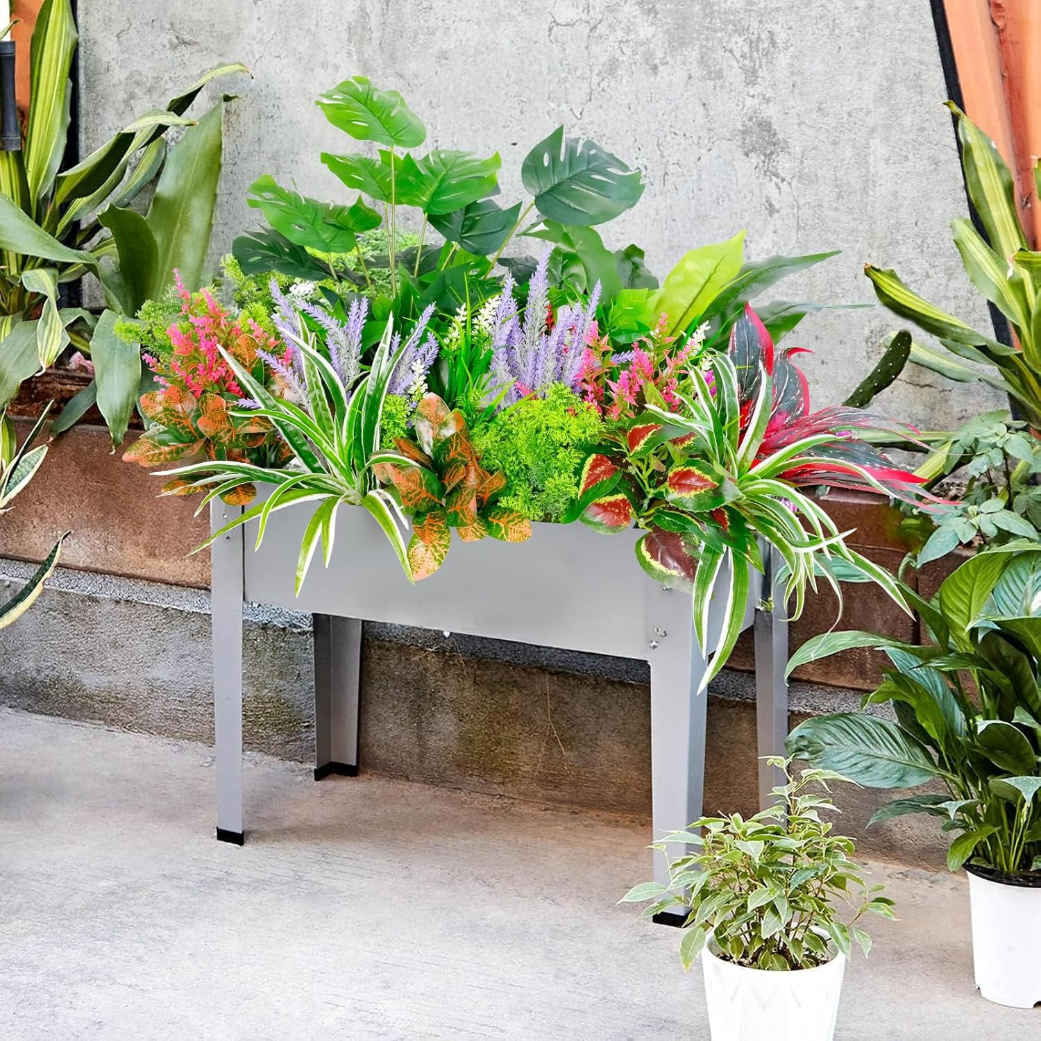 18 PCS UV Resistant Faux Plants for Outdoor Decor – 10 Varieties Mix