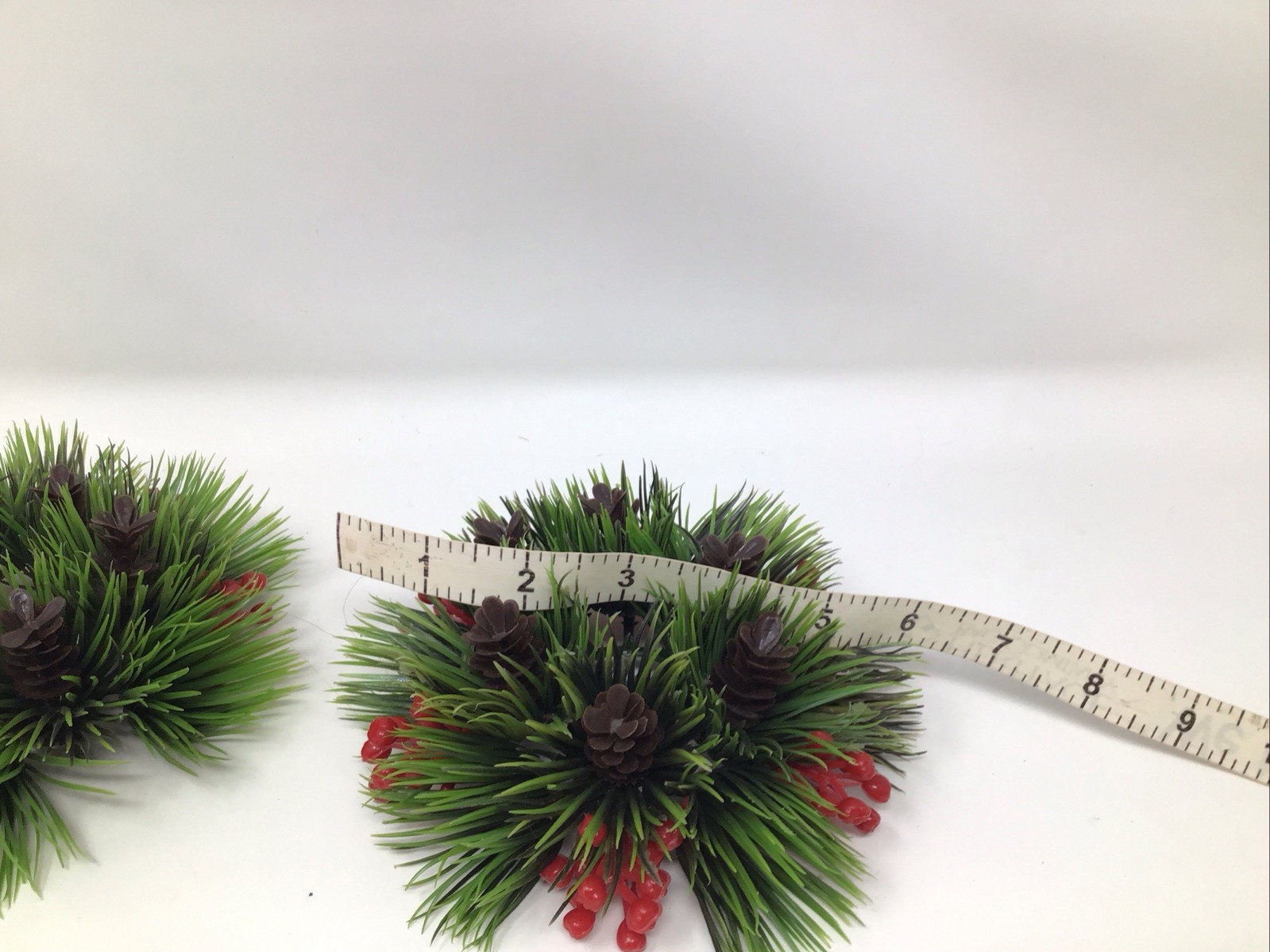 Christmas Wreath Ring Plastic Berries Pinecones Greens MCM Vintage Set Of 2