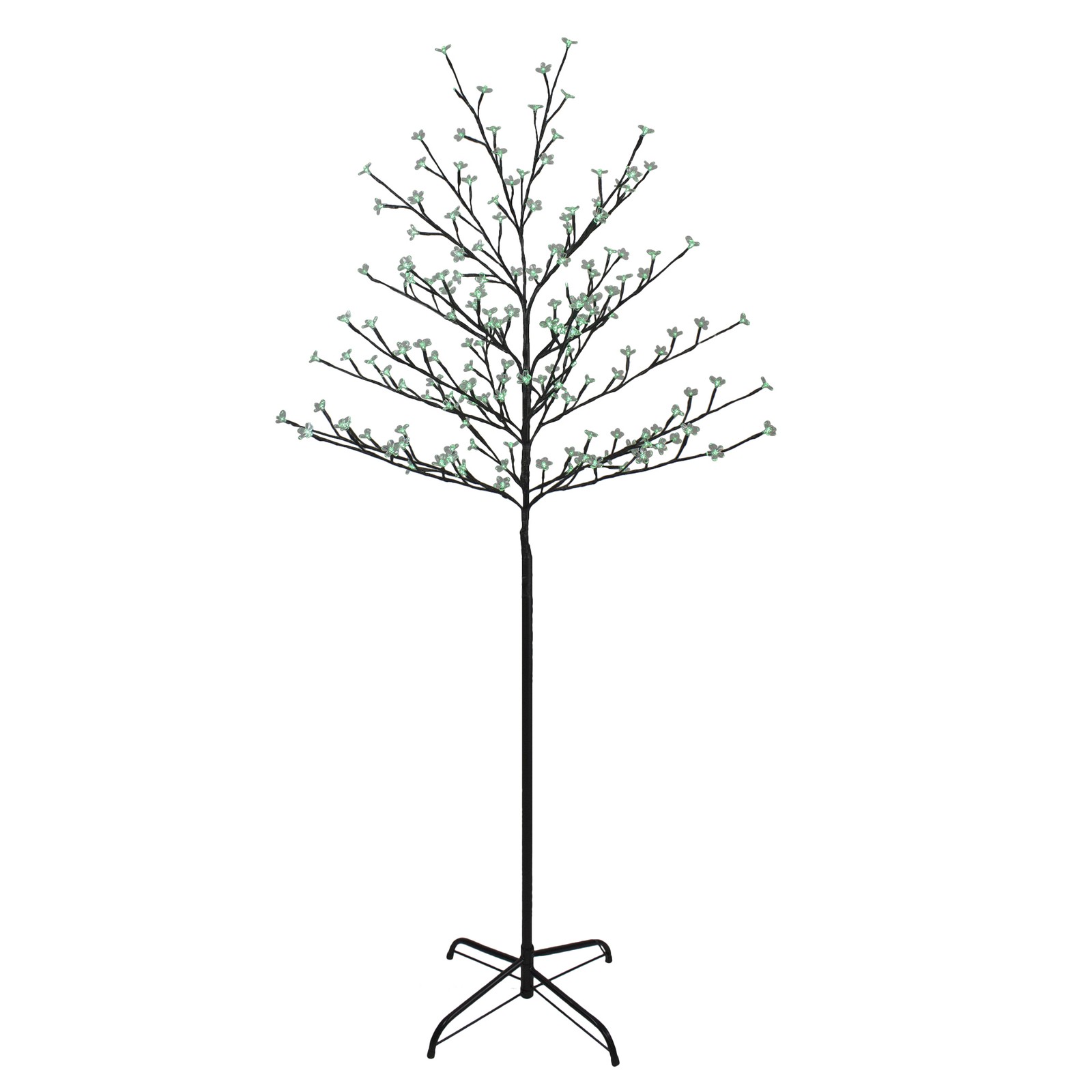 Northlight 6′ LED Lighted Cherry Blossom Flower Artificial Tree – Green Lights