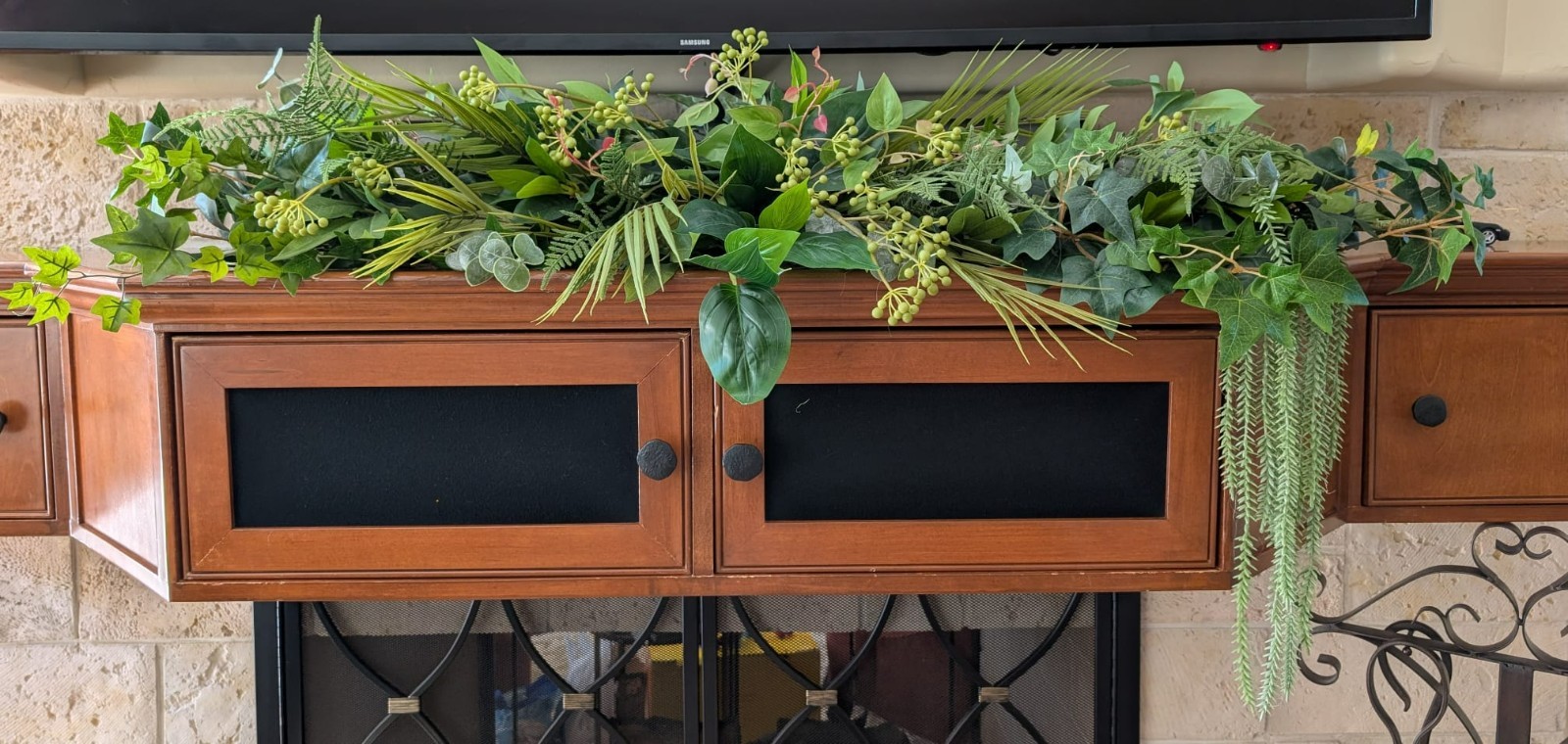 Gently Used Artificial Greenery – Faux Plant Garland for Mantle/Shelf Decor