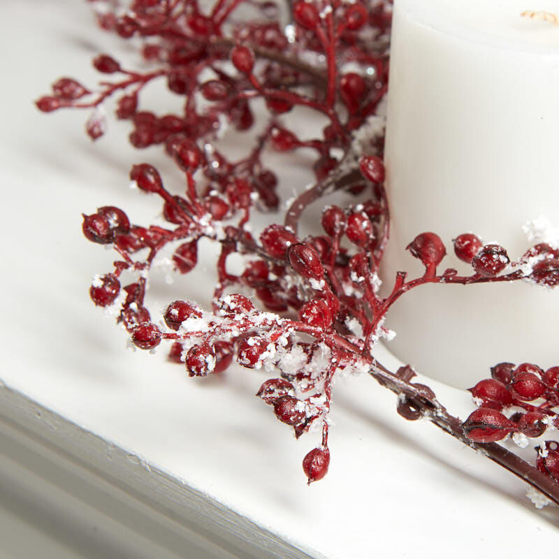 Set of 2 Weatherproof Artificial Snowy Red Berry Garlands – 6 Feet Long, Each