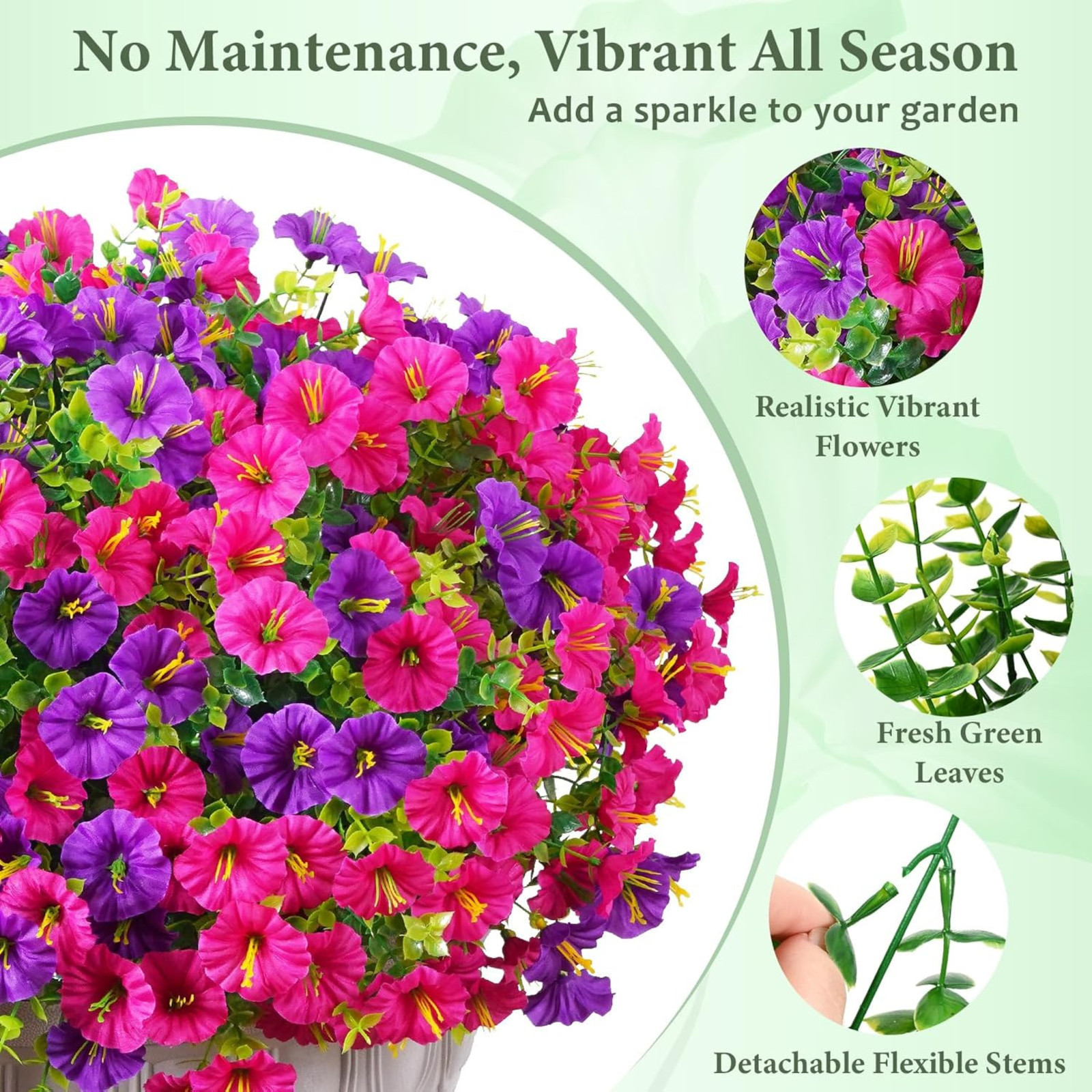 12 Bundles Look Real Artificial Flowers for Outdoors, Realistic Fake Outdoor …