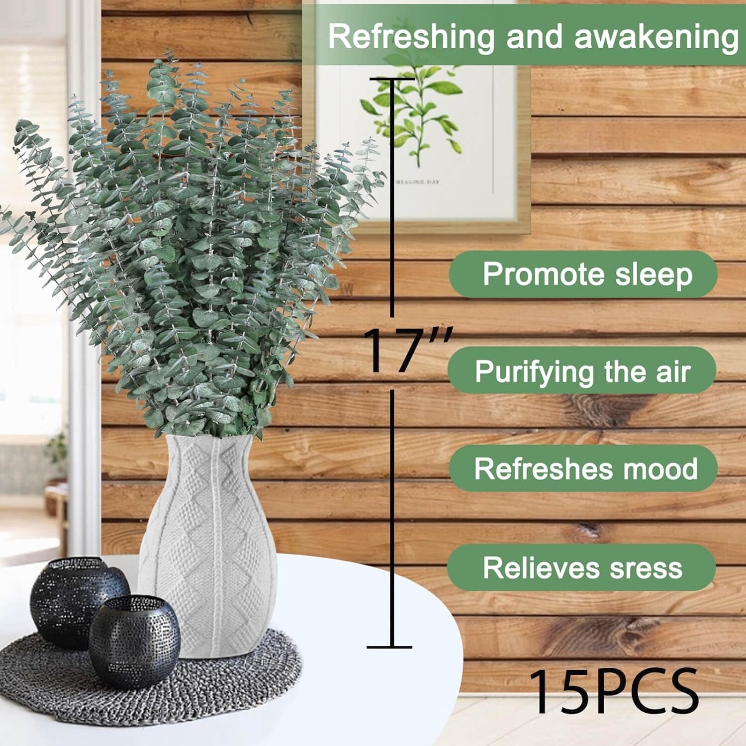 15 Pcs Natural Eucalyptus for Shower Bundle 100% Real Eucalyptus 17″ Dried Pr…