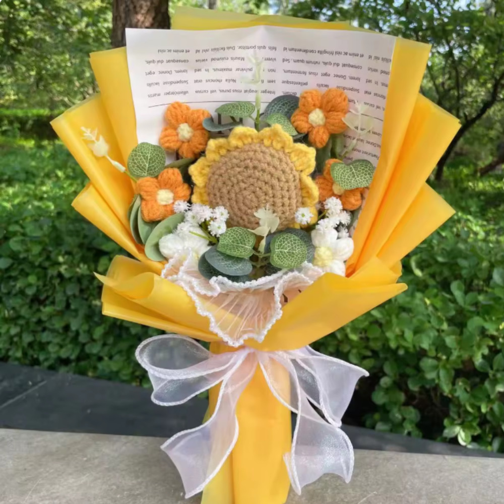 💖Crochet Flower Bouquet Rose Handmade Knitted Eternal Artificial Anniversary💖