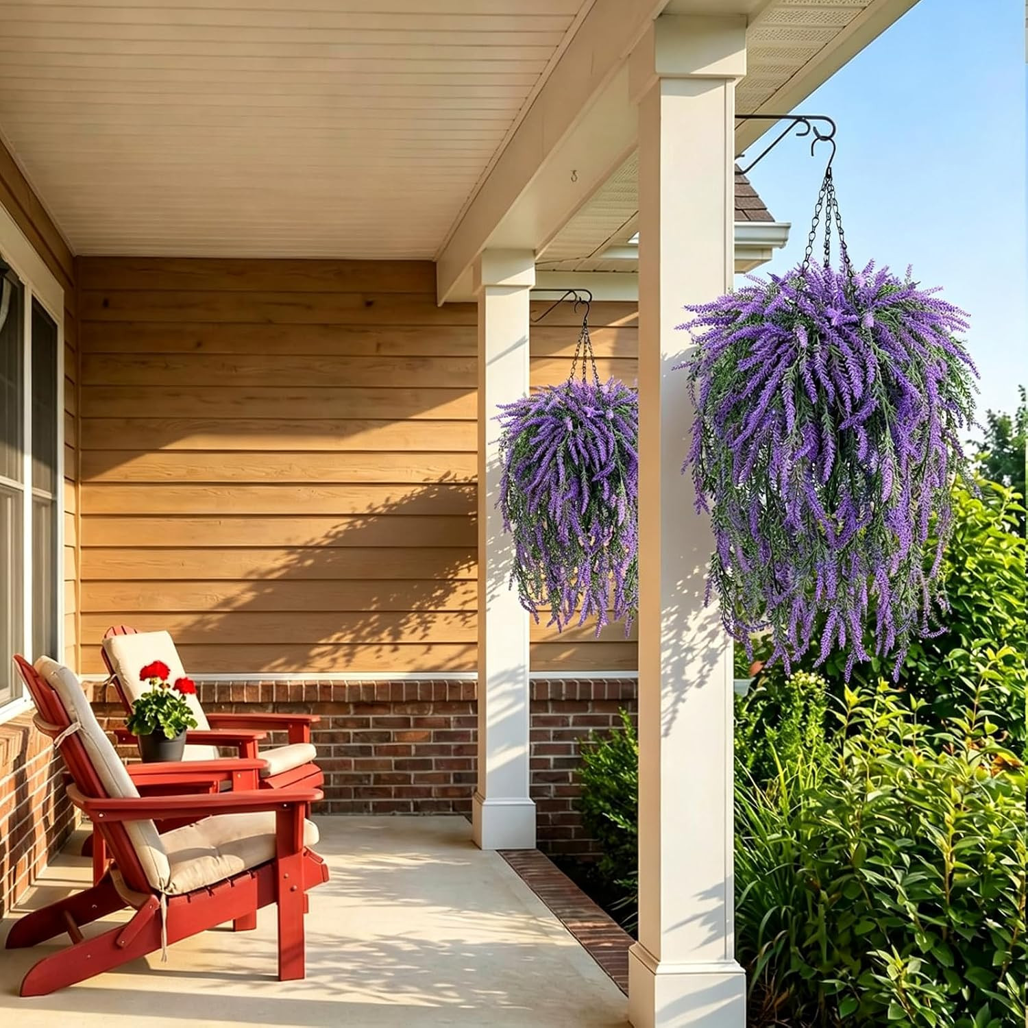 12 Artificial Lavender Hanging Baskets – UV Resistant for Porch & Garden