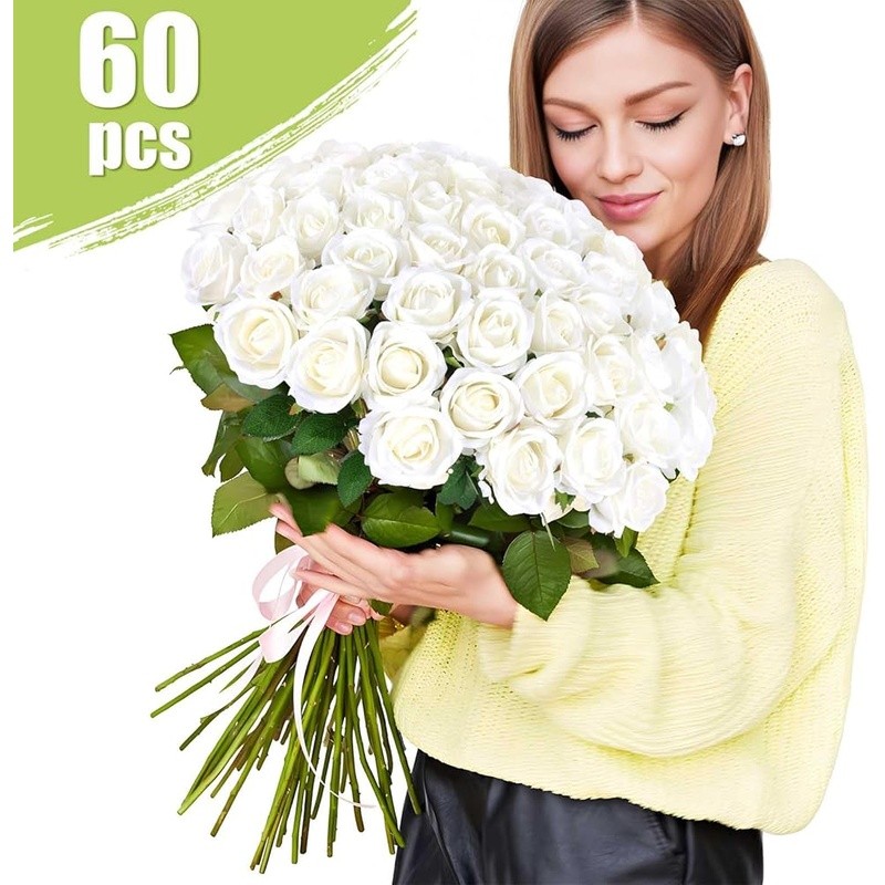 Artificial Silk Velvet Roses 60 Long Stem Realistic Flowers Home Decor Wedding