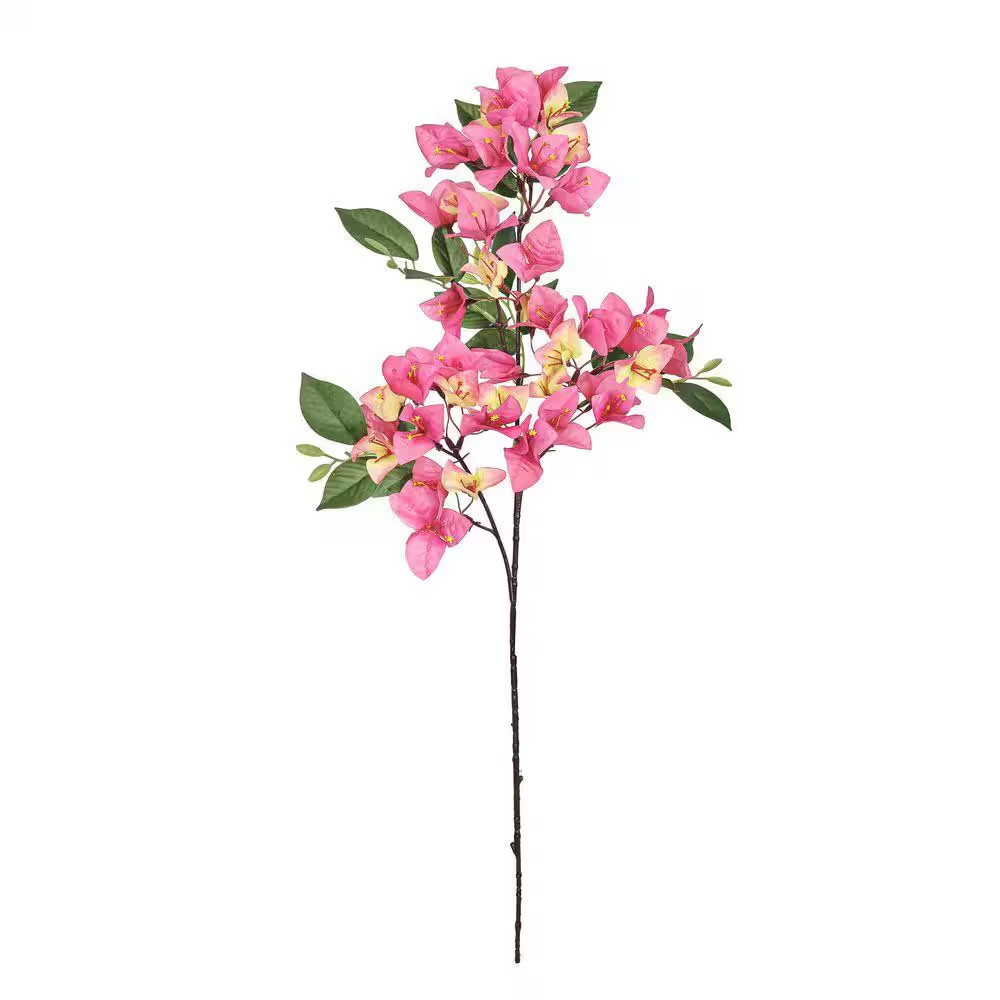 30 In. Pink Peach Artificial Bougainvillea Flower Stem Spray (Set of 4)