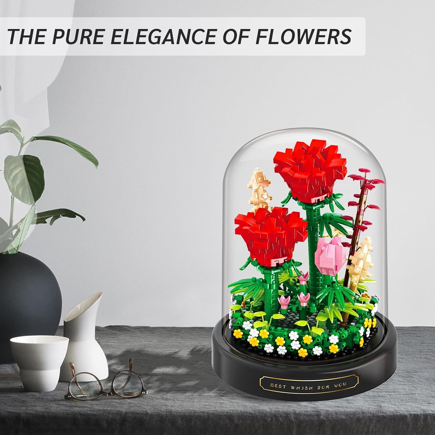 Flower Bouquet Building Set – 593PCS Rose Flower Plants for Botanical Collection