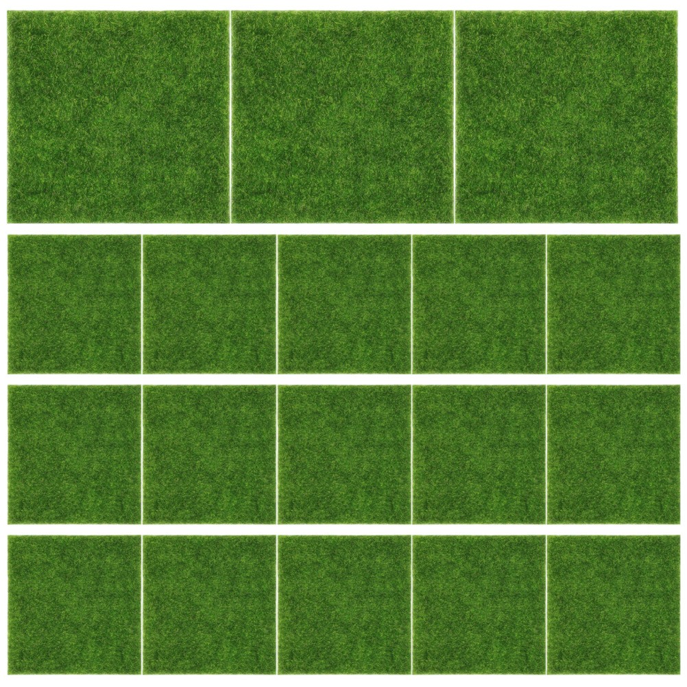 18Pcs Reusable PVC Faux Grass Mats for Craft Projects Mini Outdoor Scene Turf