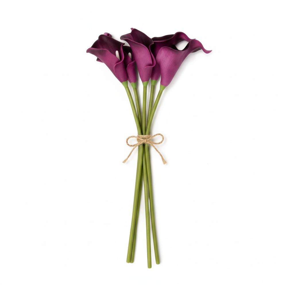 Plum Purple Calla Lily Bundle Real Touch Faux Flowers Deep Purple Calla Lilies