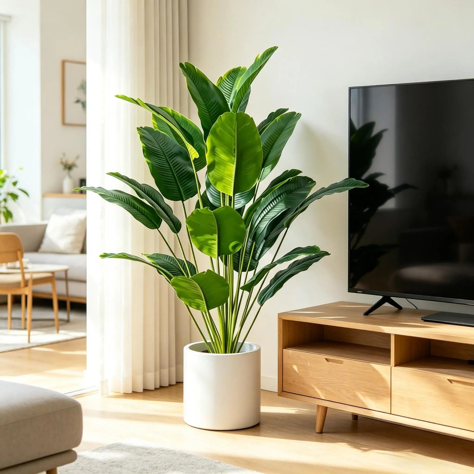 1pc Artificial Plants Large Tropical Palm Tree Fake Banana Plants Leaves Real