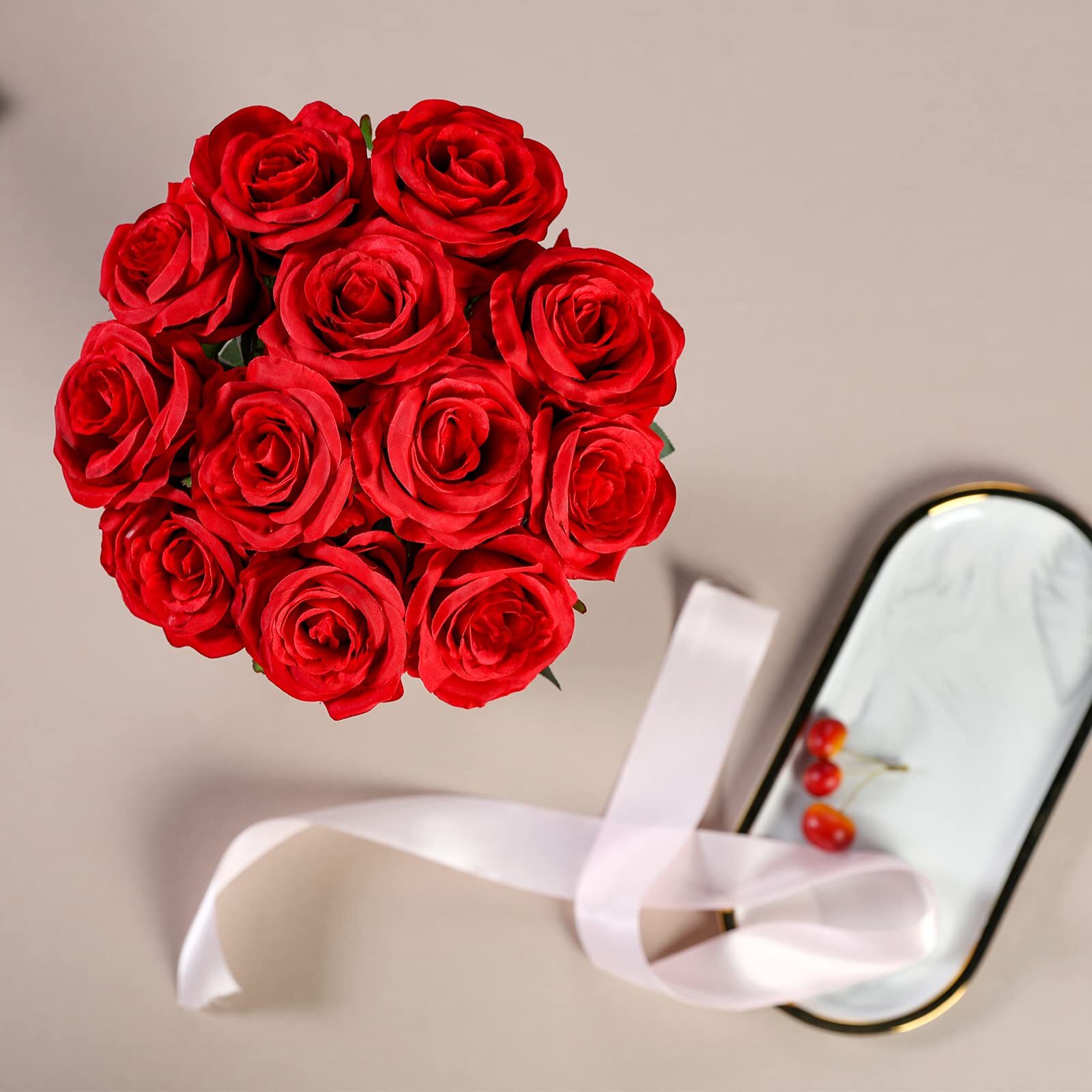 Hawesome 12PCS Artificial Silk Flowers Realistic Roses Bouquet Long Stem for …