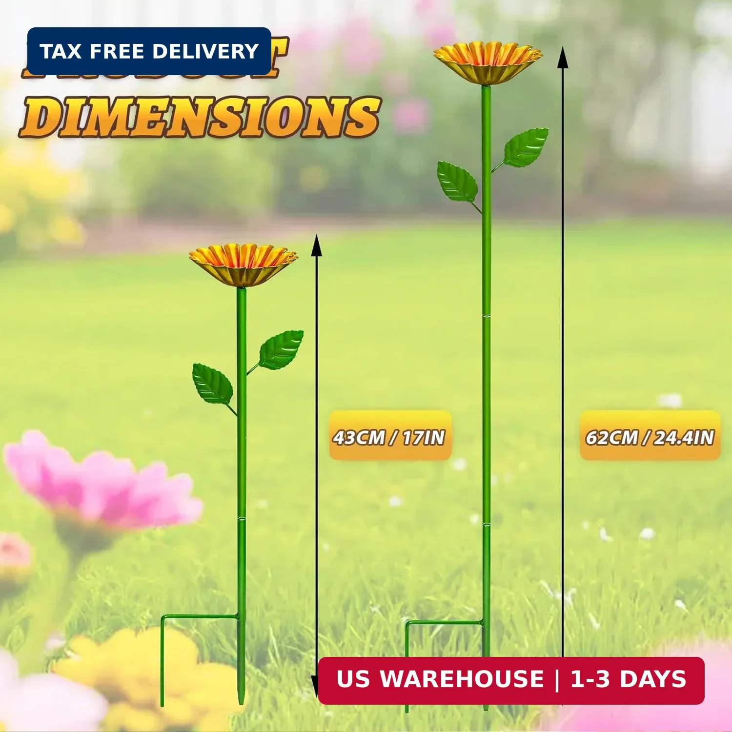 Mellbree Bee Watering Station, 4-Pack Metal Flower Bee Bath for Garden – Attract