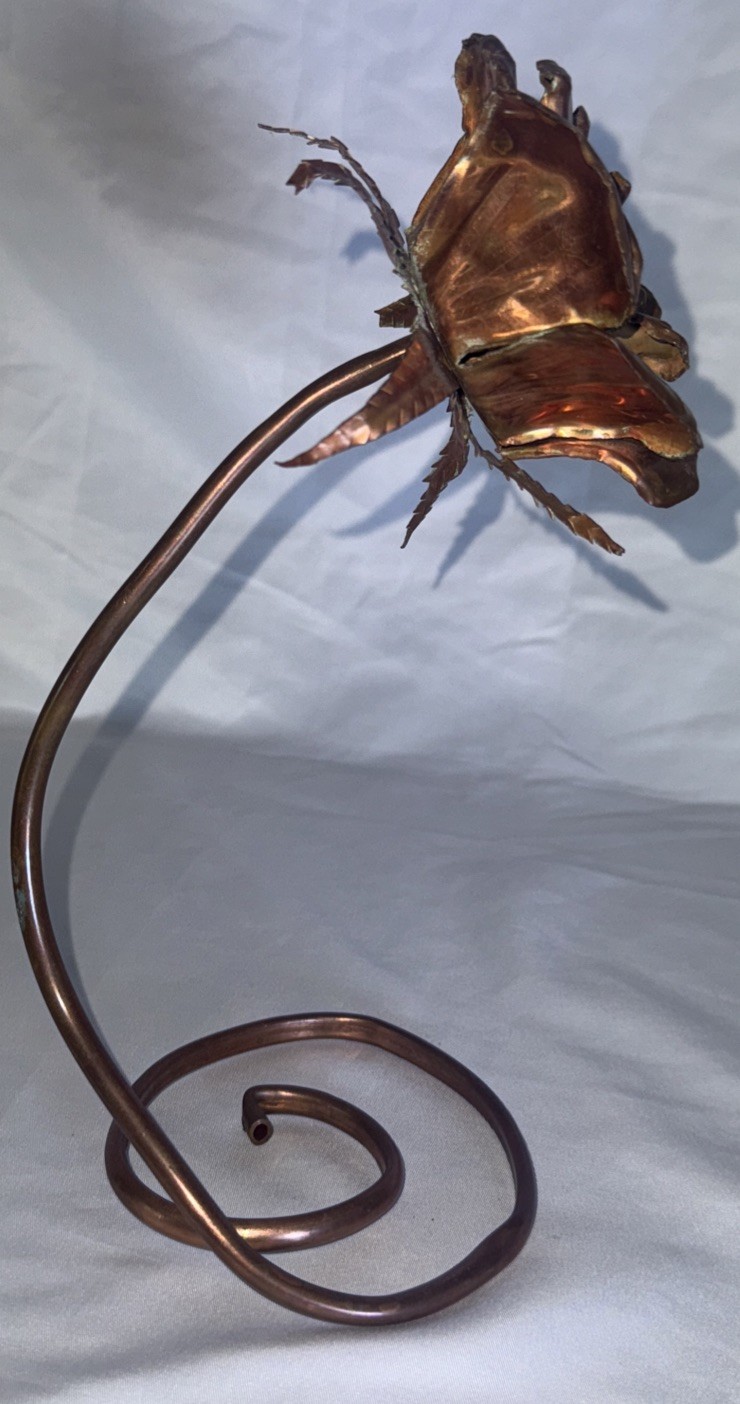 Beautiful Vintage Handcrafted Forever Rose Copper Metal 10”x6”