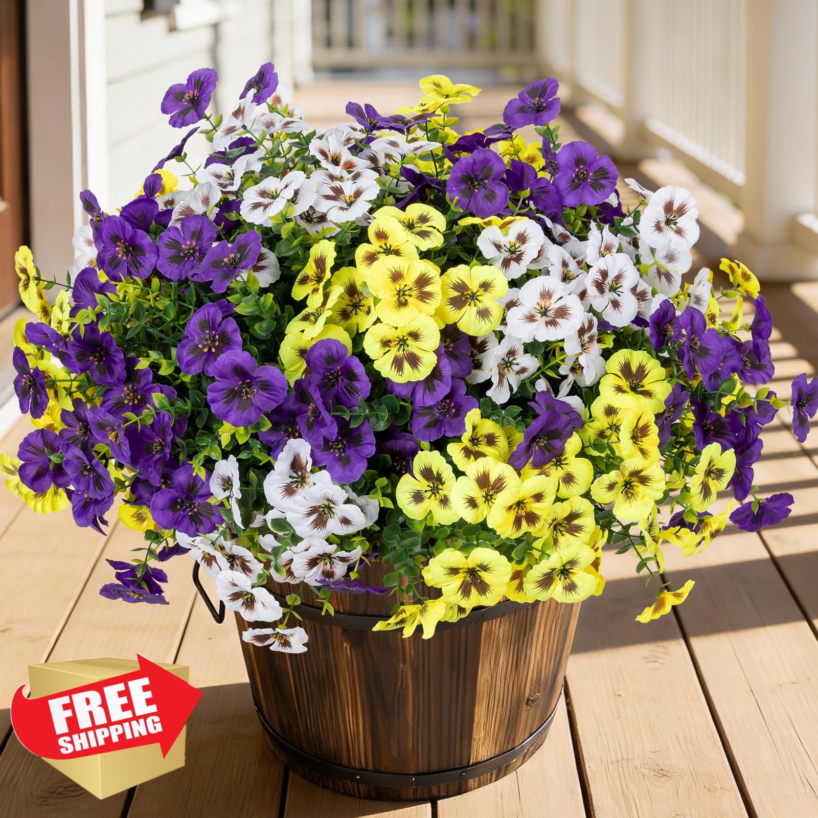 StyleNest 24pc Artificial Pansy Flowers UV Resistant Faux Silk Plants