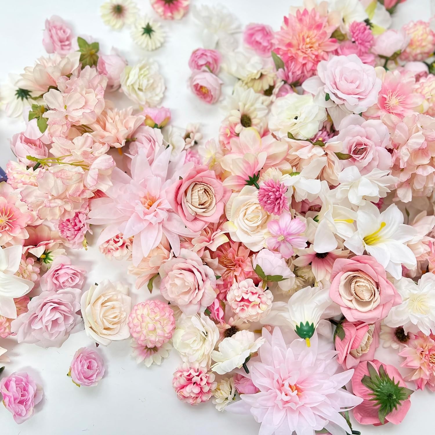 Bulk Artificial Pink Silk Rose Flower Heads for DIY Crafts and Decorations