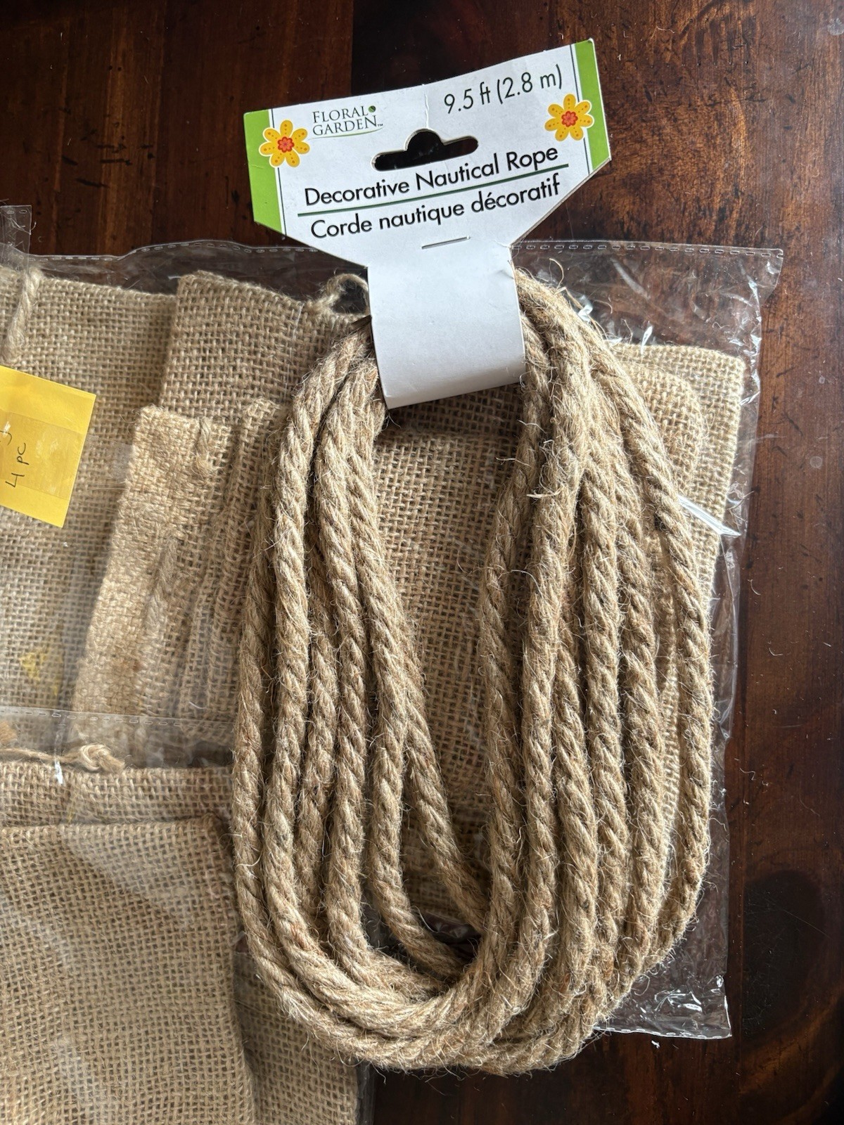 Jute Burlap Bundle Table Runners, Wired Jute Cord, Ribbon, Rope, Gift Bags
