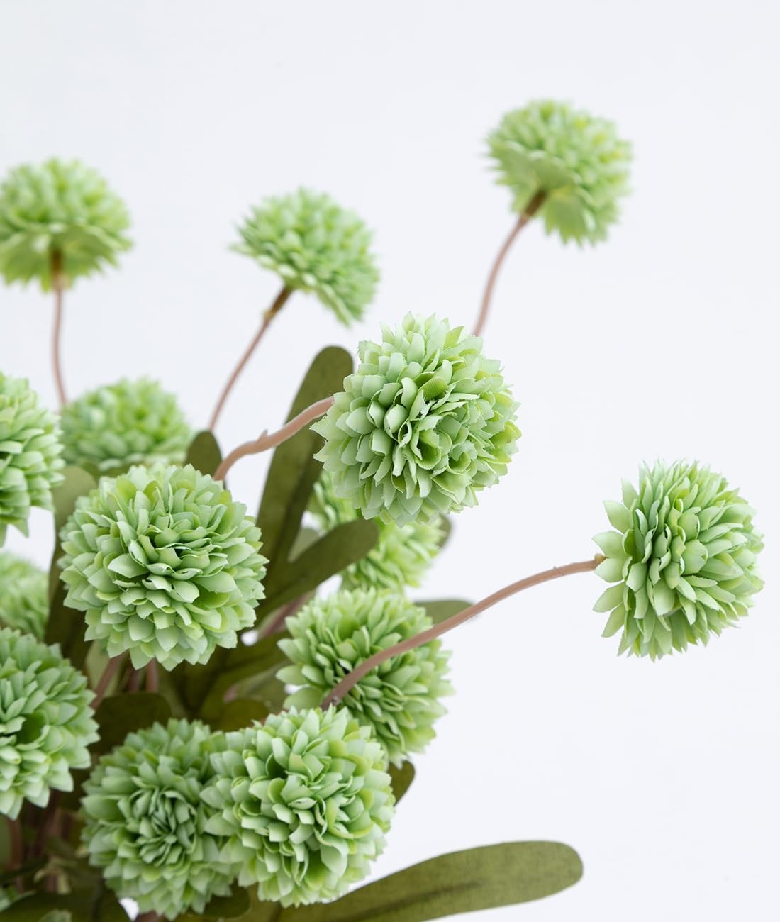 5 PCS Green Artificial Silk Pompon Mum Kiku Chrysanthemum Flower For Vase