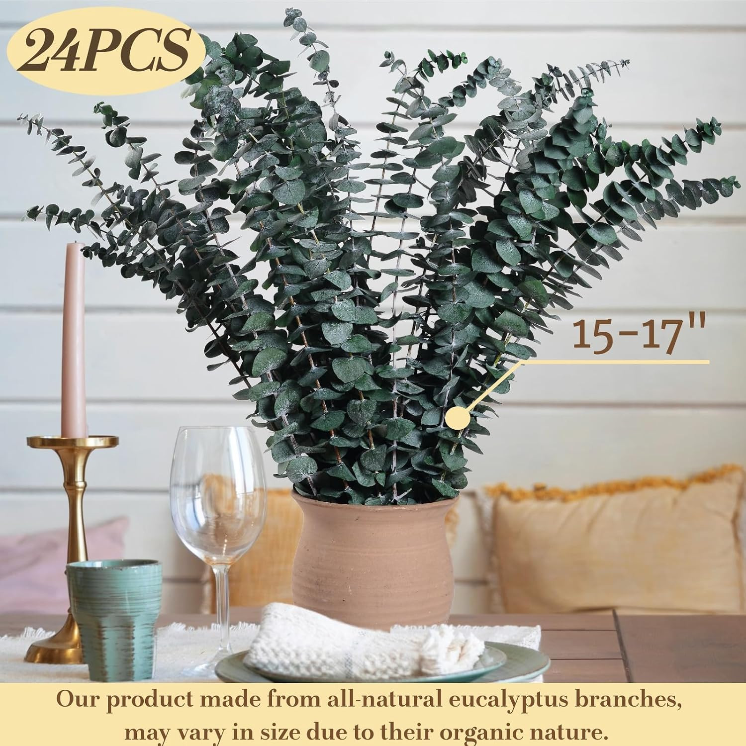 24 PCS Dried Eucalyptus for Shower Hanging 17 Preserved Eucalyptus Stem | Green
