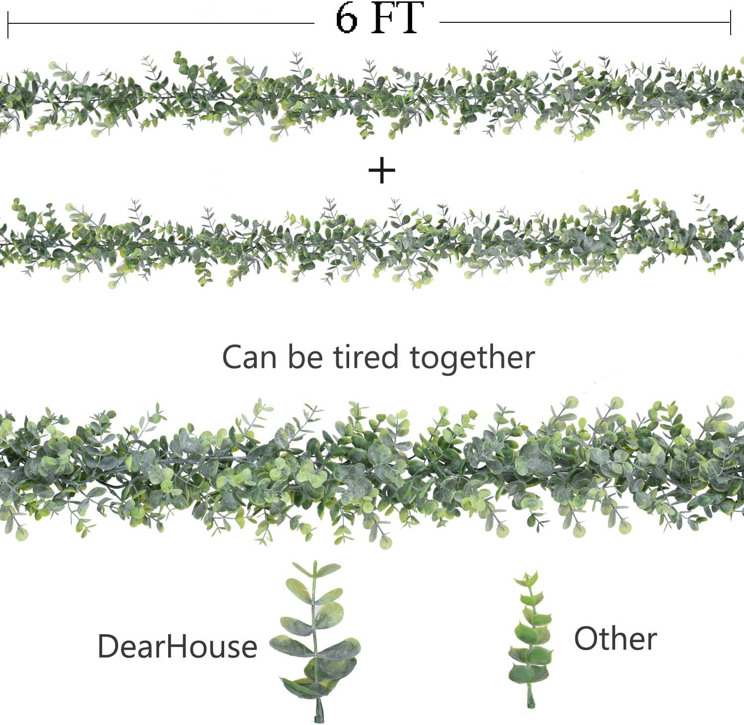 6 Pack 6Ft Faux Eucalyptus Garland Artificial Vines for Wedding Backdrop Decor