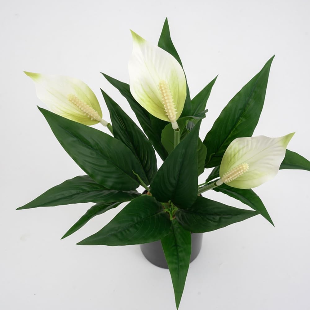 2 Packs Artificial Spathiphyllum Silk Plants 18.5″ Faux Peace Lily Anthurium …