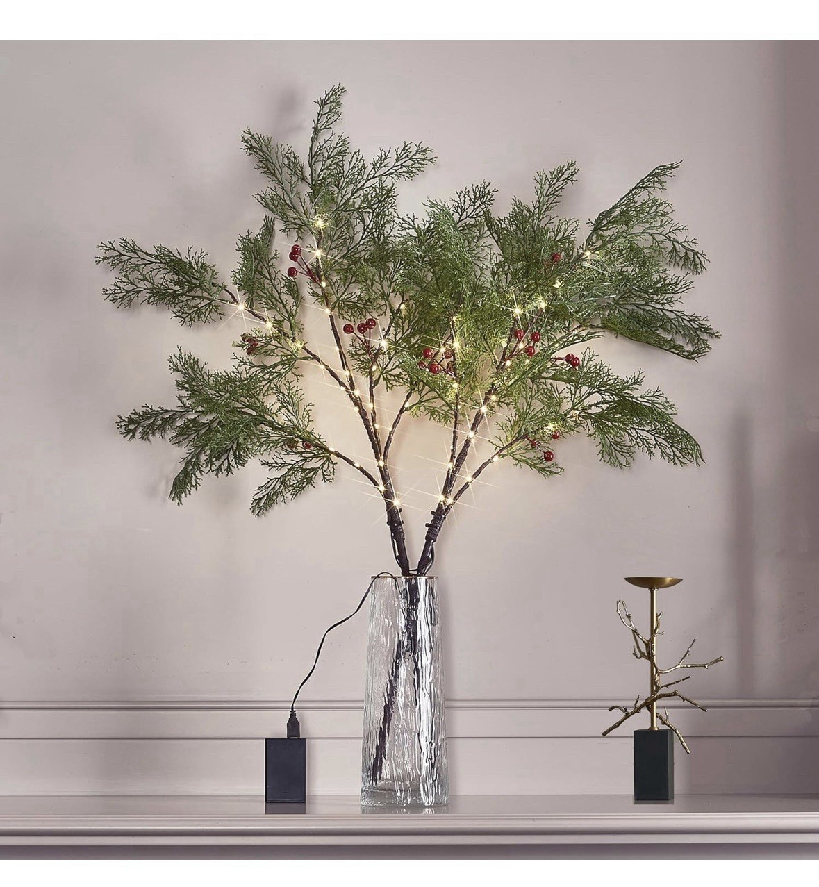 Birchlitland Lighted Brown Branches Cedar 32IN 60 LED with Timer NEW!