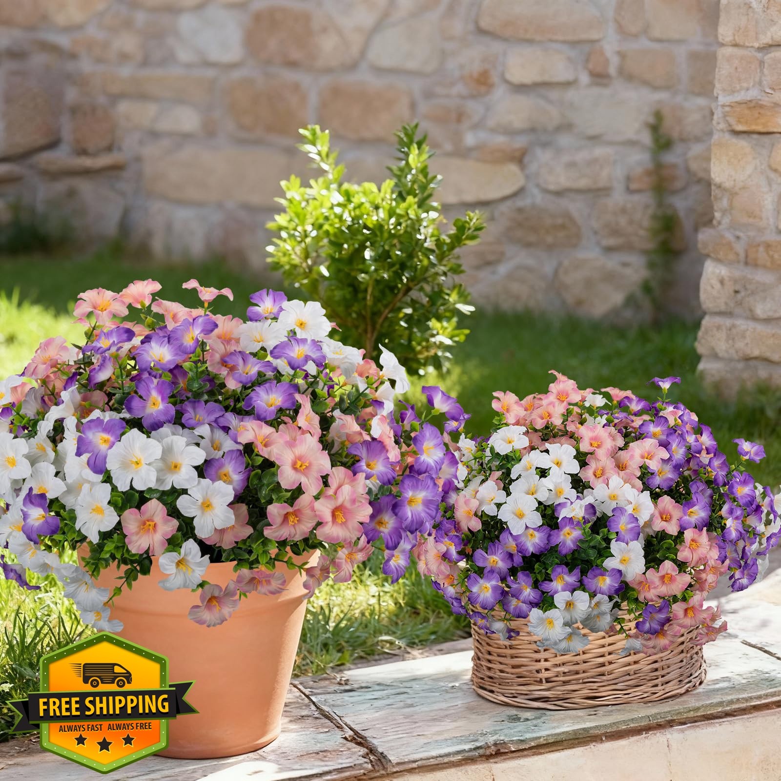 ALOXA Light Pink/White/Purple flowers 12 bundles