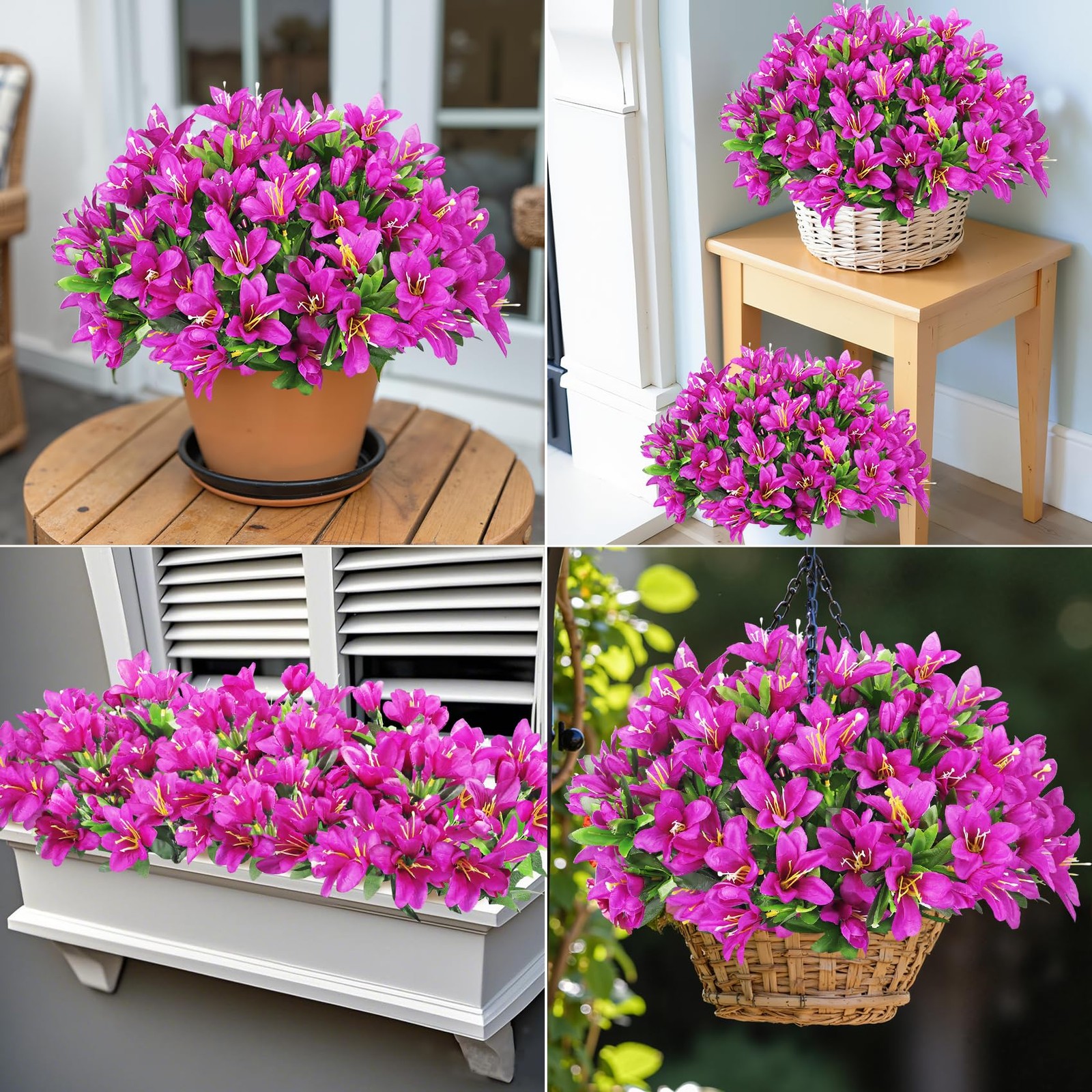 Ouddy Decor 8 Bundles Artificial Flowers for Outdoors, Fake Silk Flowers Azal…