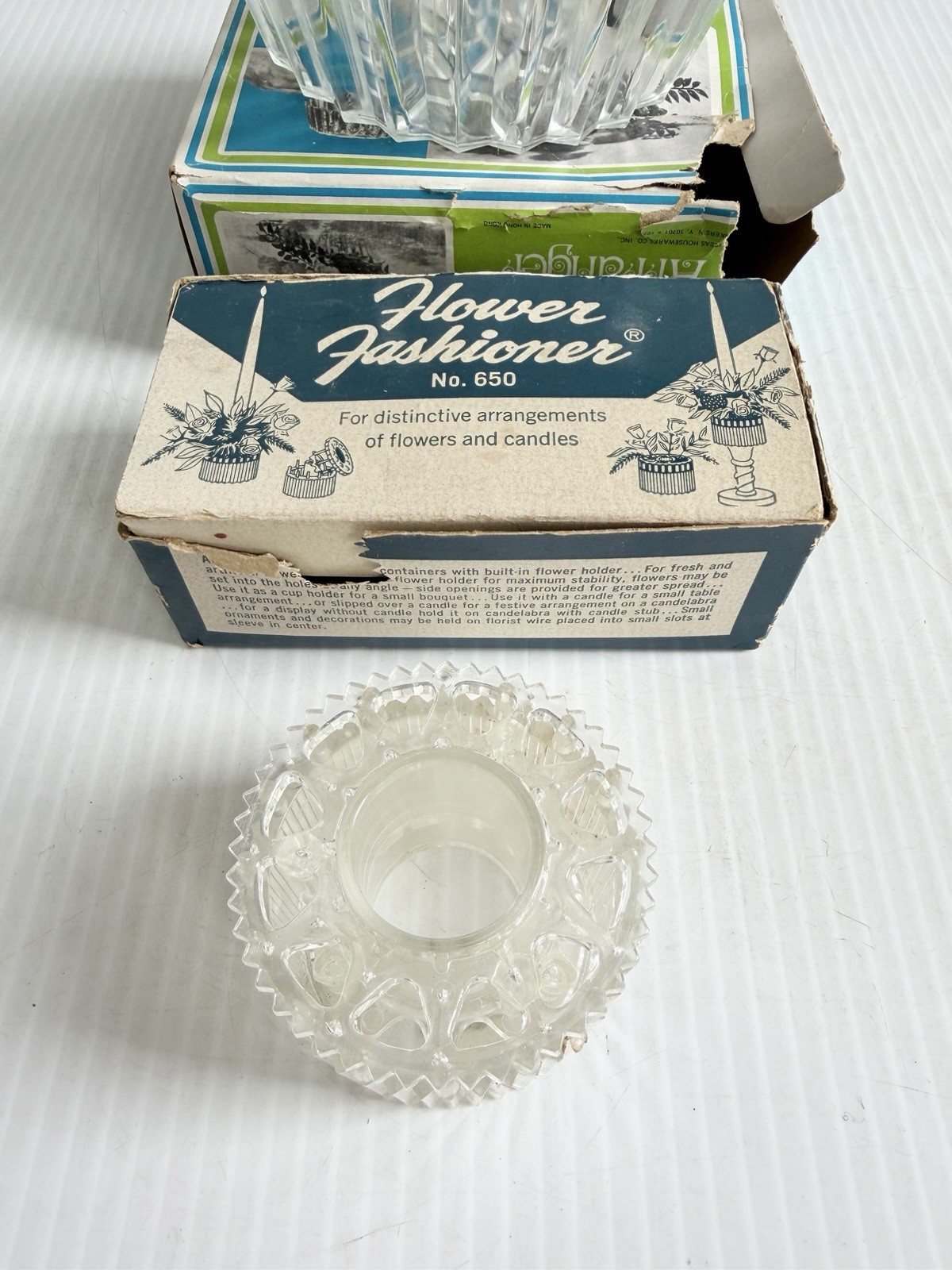Lot Of 2 Vintage Plastic Flower Arranger Fashioner Flower Frogs Candlestick