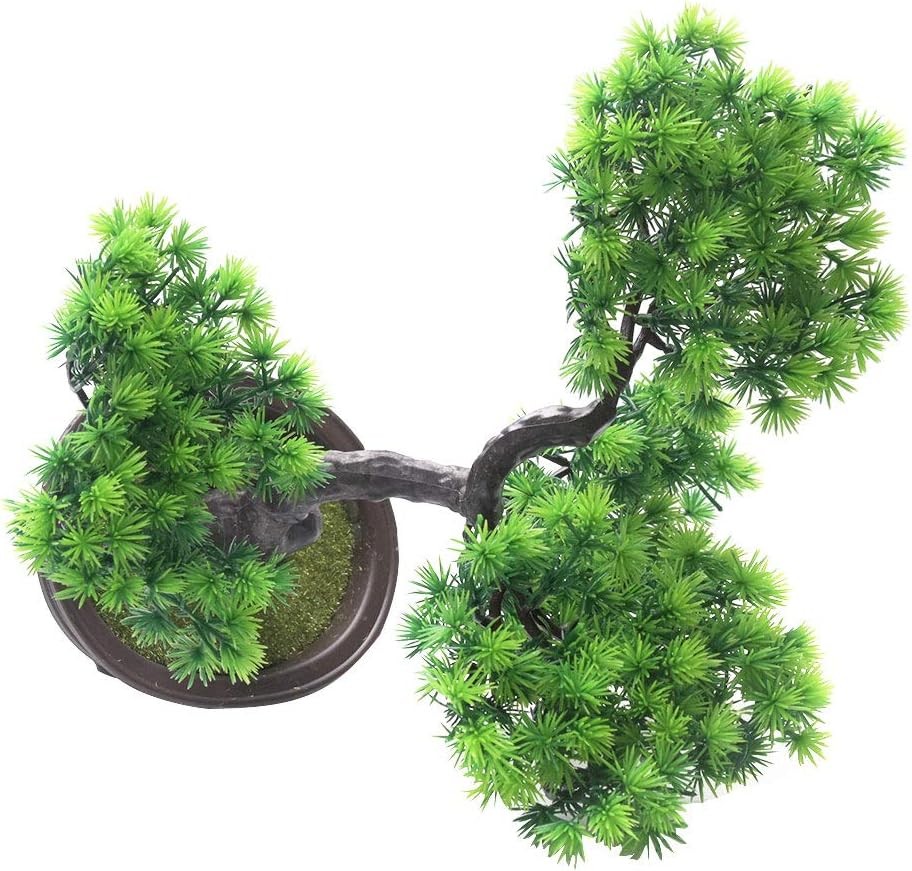 KOET Artificial Bonsai Pine Tree, 11Inch Faux Potted Plant Desk Display 2