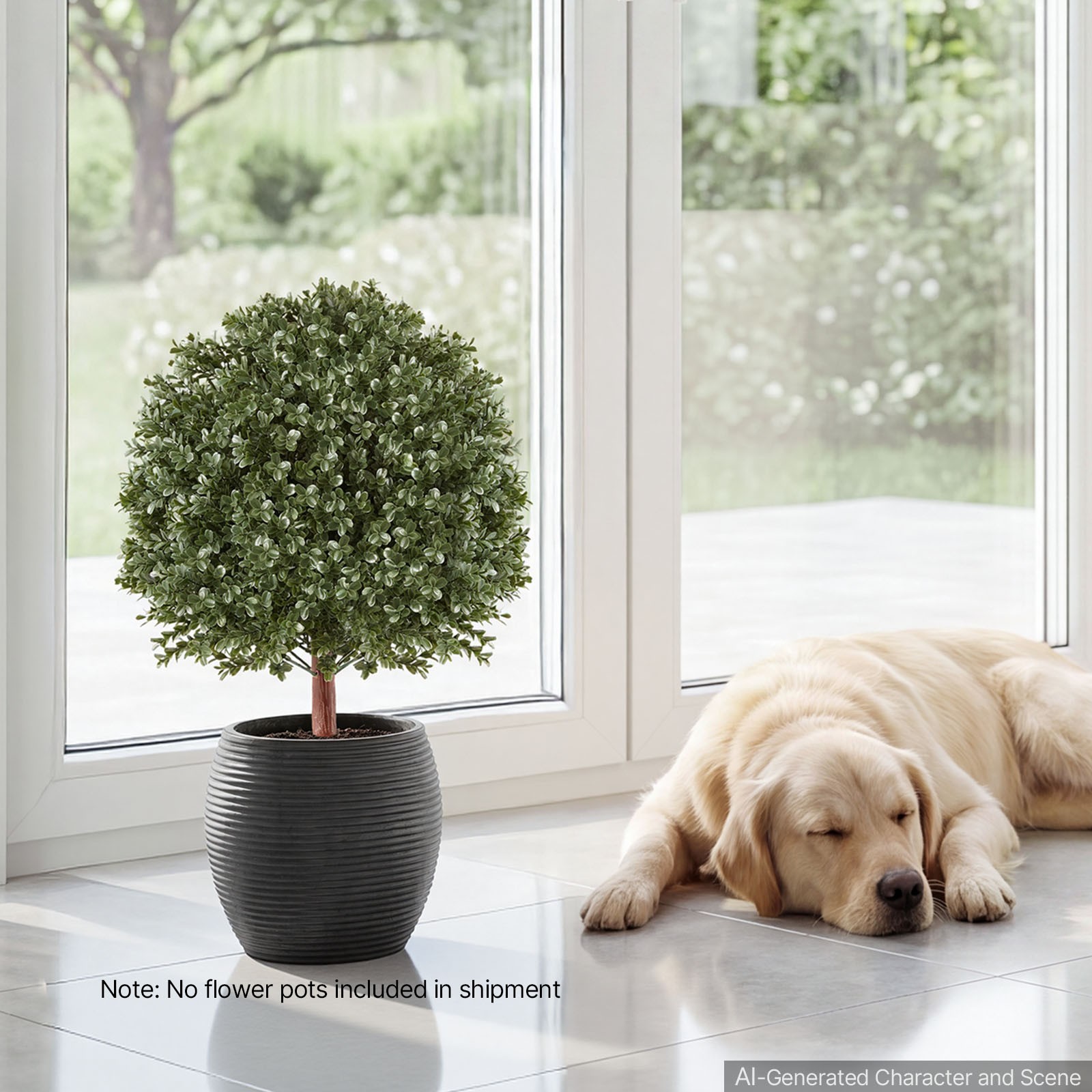 VEVOR Artificial Topiary Ball Boxwood Bush 20 in Set of 2 Greenery Fake Shrubs