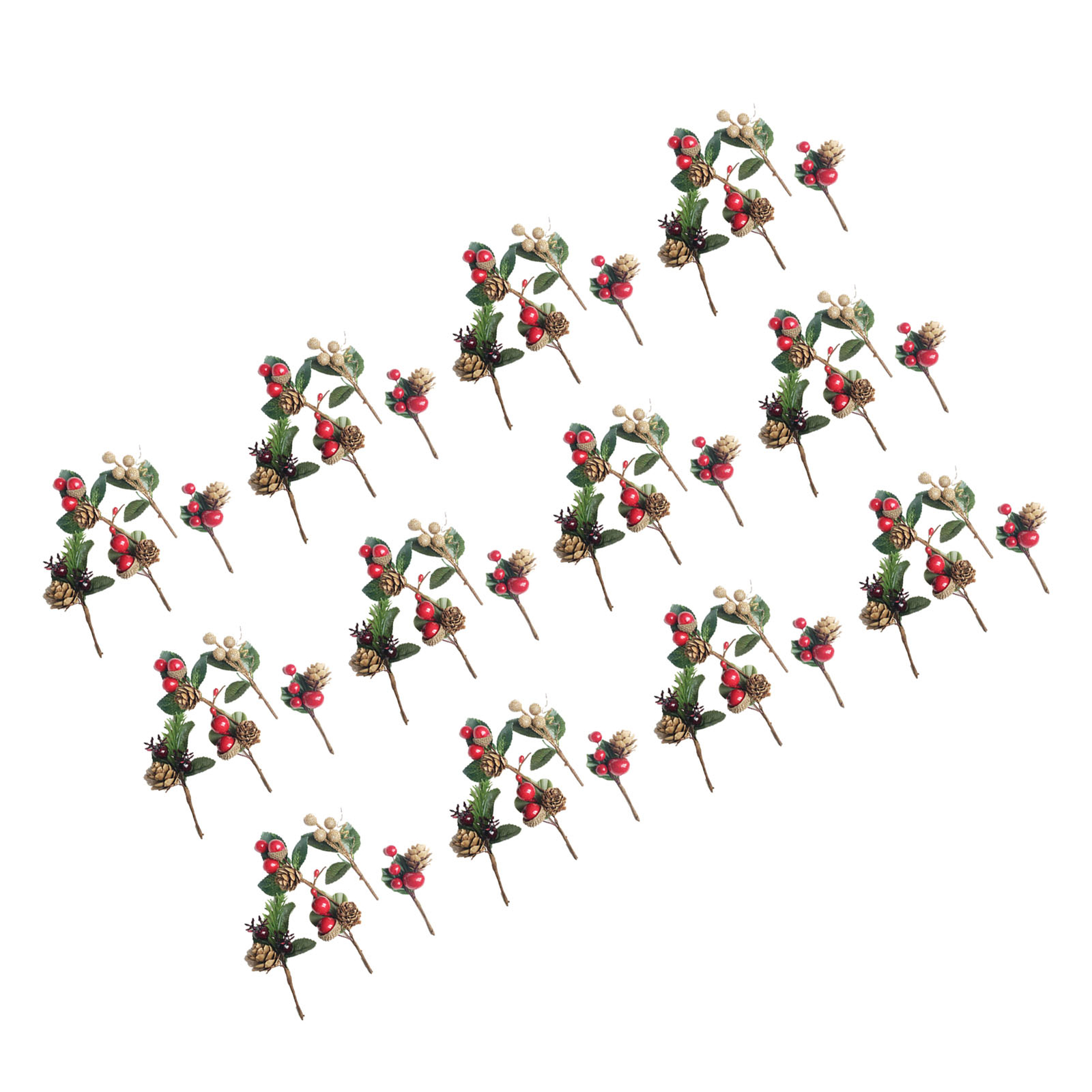 Artificial Flowers Red Berries Pine Cones for Gift Package Plastic Dried Flower