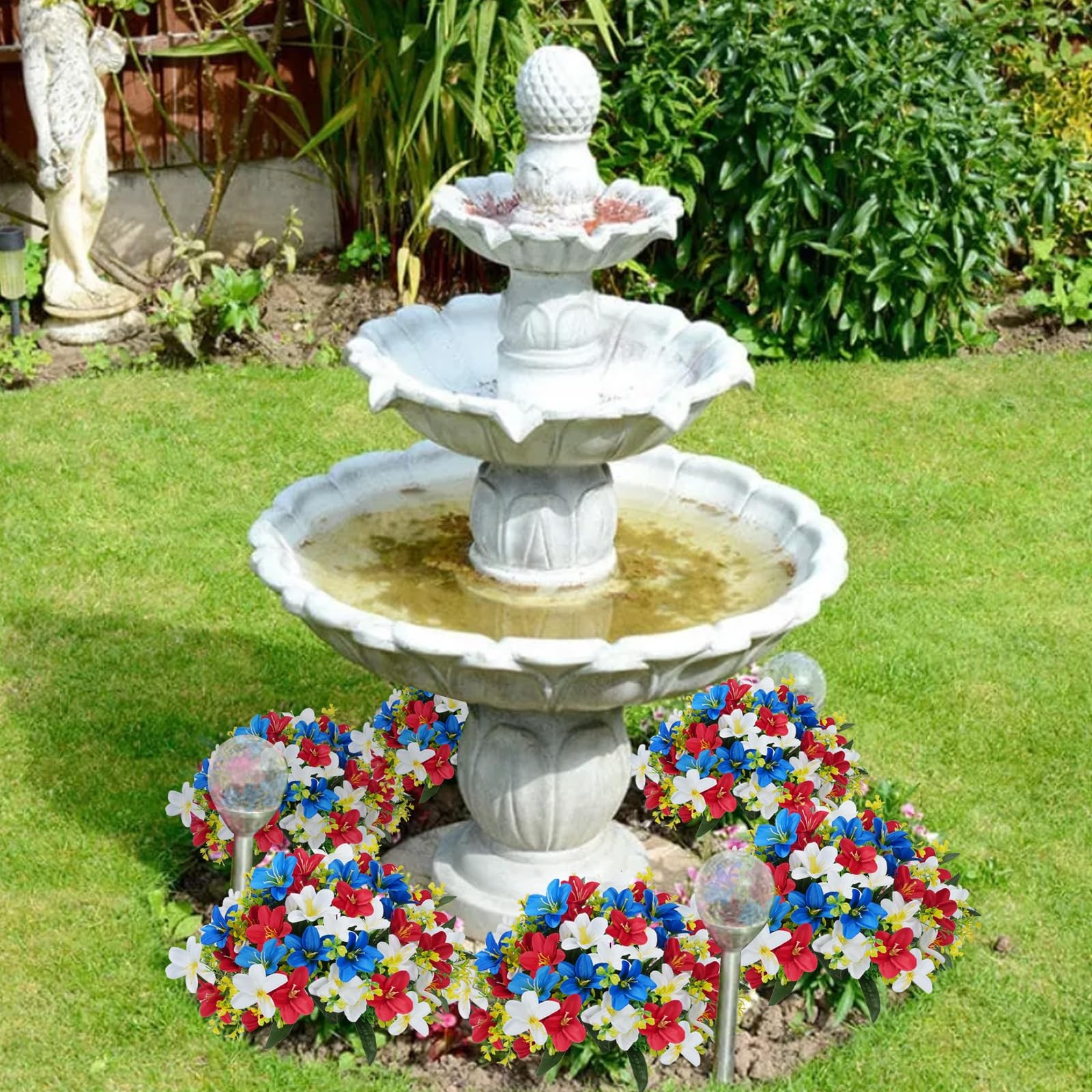 6 Bundles Patriotic Artificial Flowers Red White and Blue Flowers Artificial …