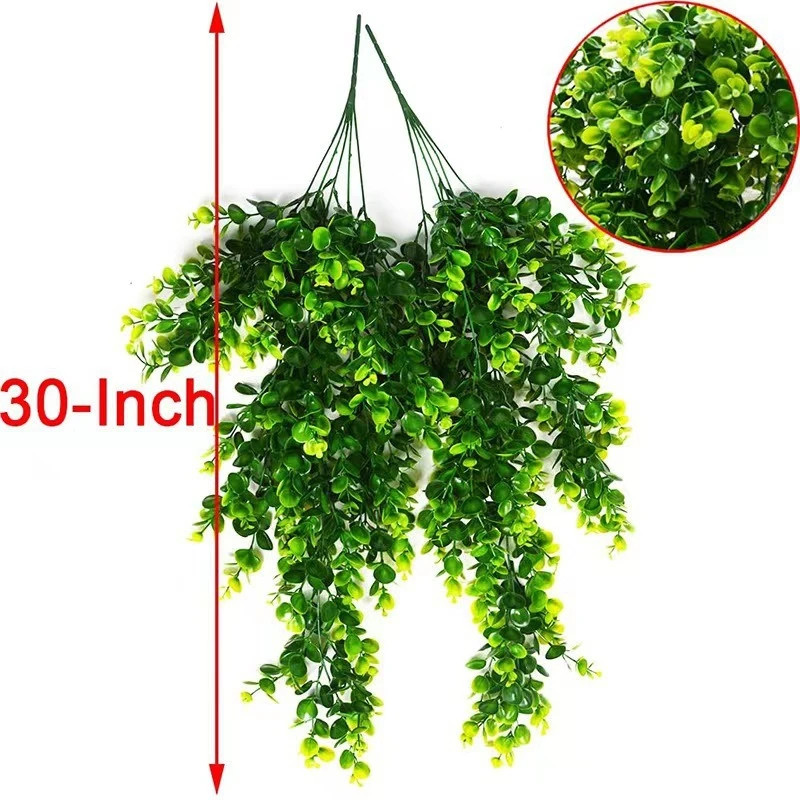1Pcs Artificial 5Forks Rattan Eucalyptus Wall Hanging Simulation Greenery Fake H