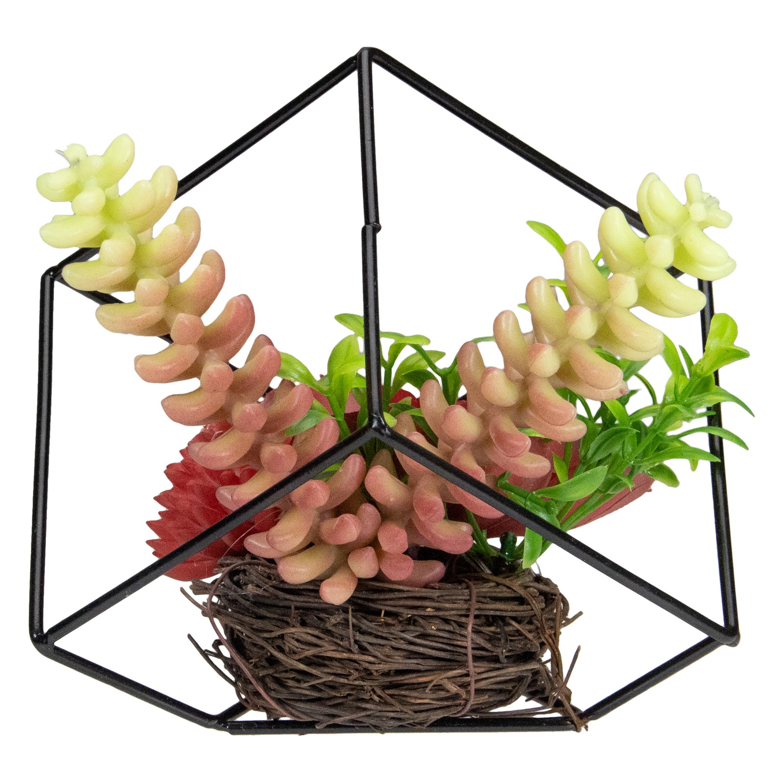 Northlight 5.5″ Artificial Succulent Arrangement in Black Metal Wire Frame