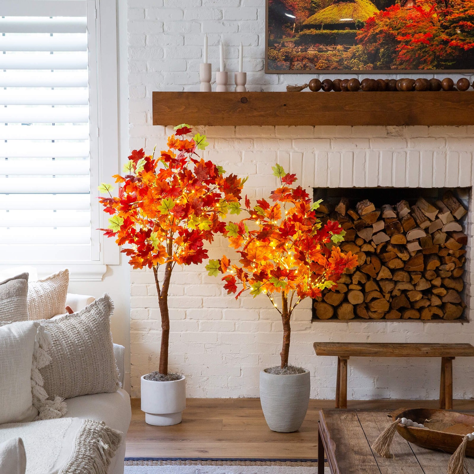 Nearly Natural 5ft Pre-Lit Shades of Autumn Maple Fall Tree w/270 Warm White LED