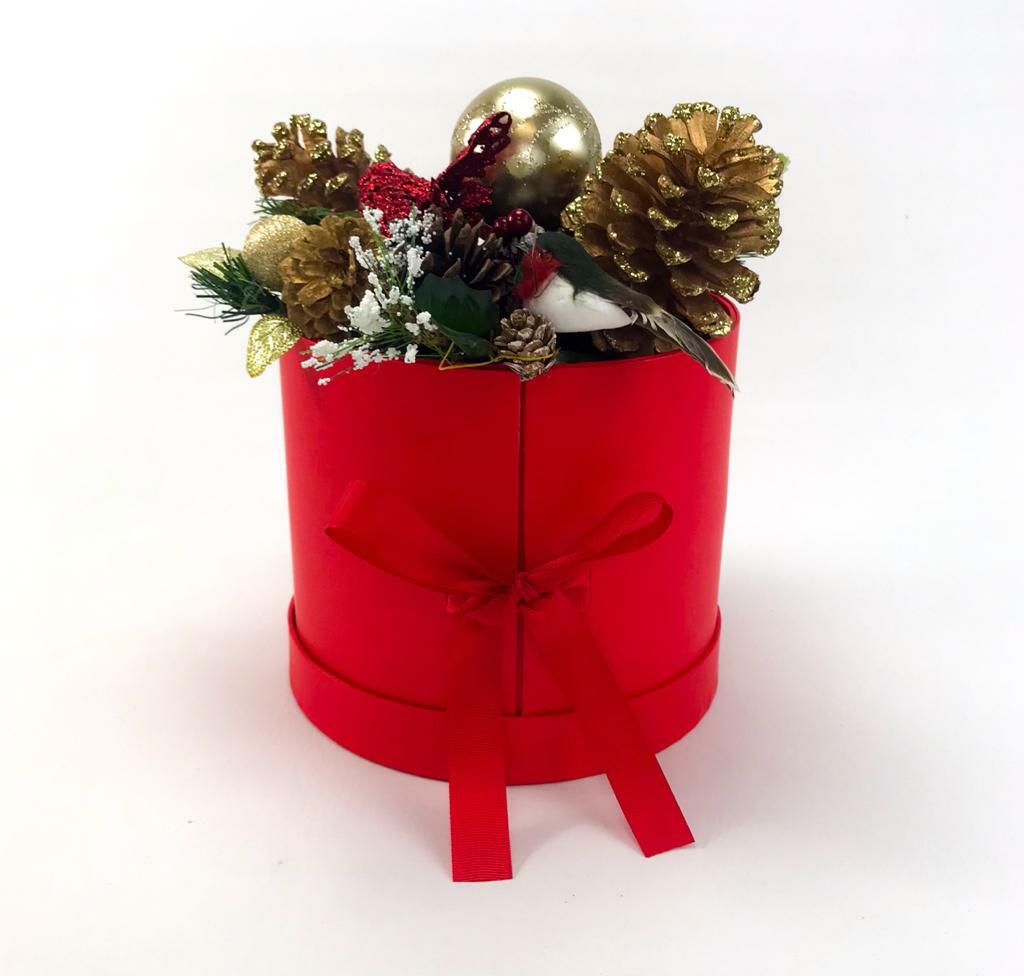 Premium Quality Round Shape Flower Box, Floral Gift Box, 2 Tier, with Lid, Red